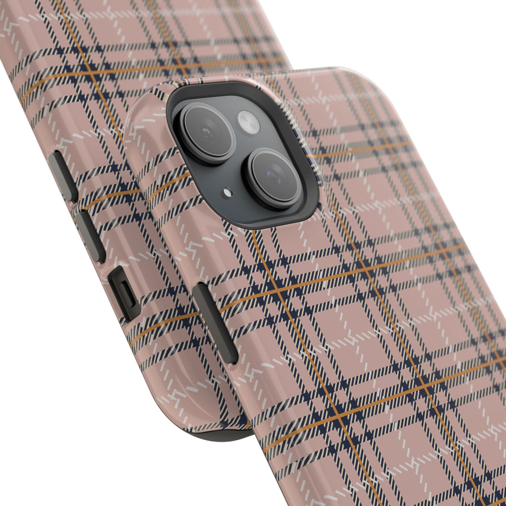 Pink Plaid Magnetic Impact-Resistant Phone Case