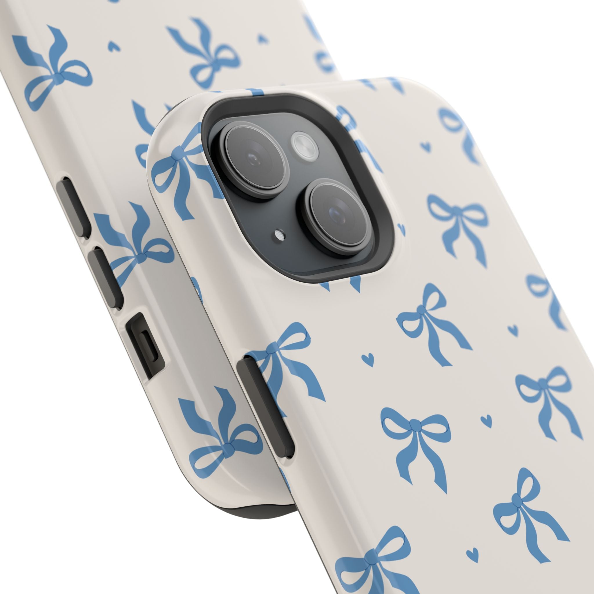 Blue Bow with Small Blue Hearts Magnetic Tough Case