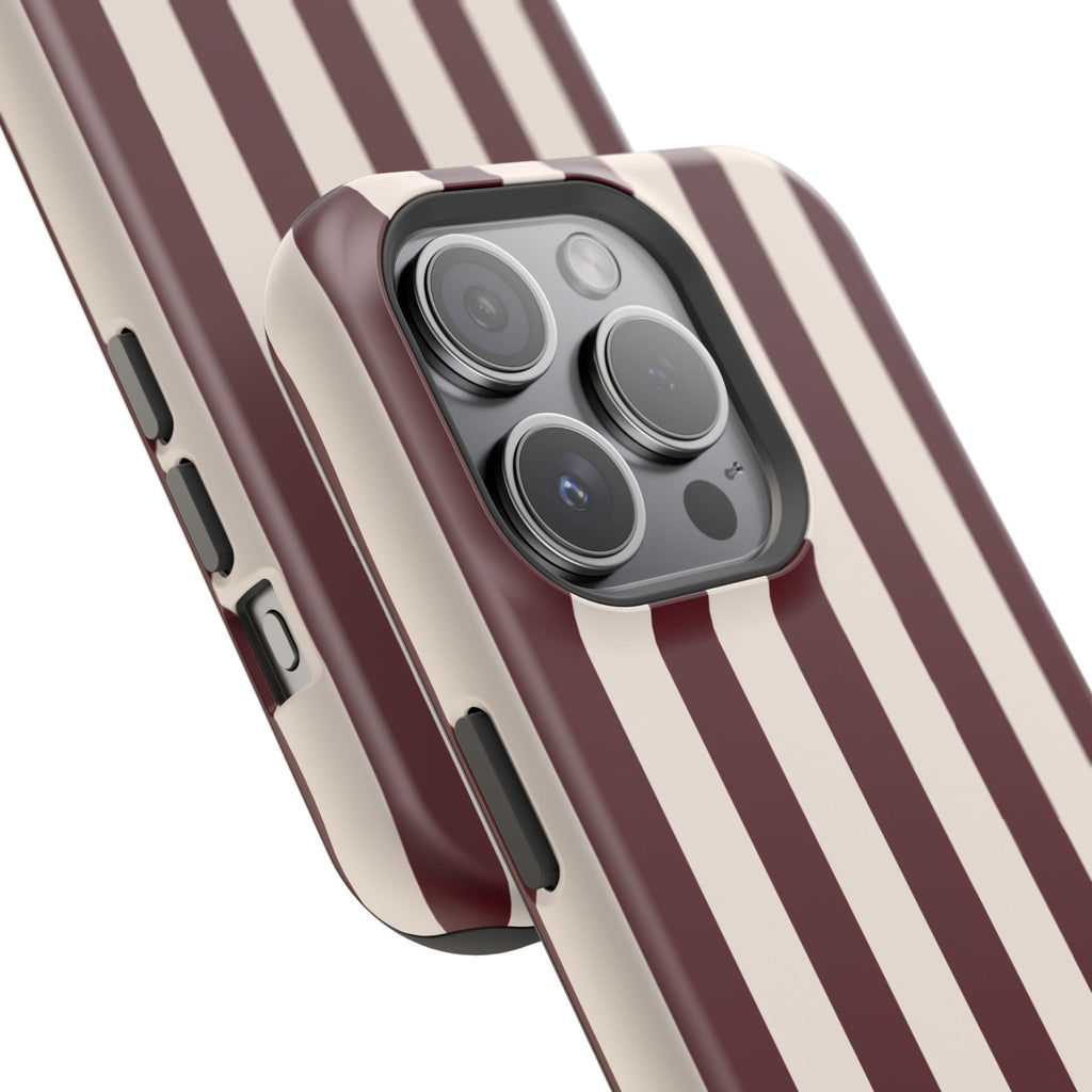 Burgundy Striped Magnetic Phone Case