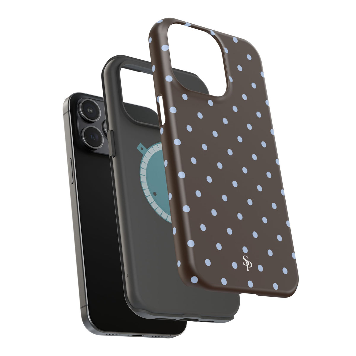 Brown & Light Blue Polka Dot Magnetic Phone Case