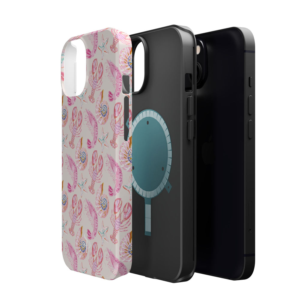 Pink Coastal Shell & Lobster Magnetic Impact-Resistant Phone Case