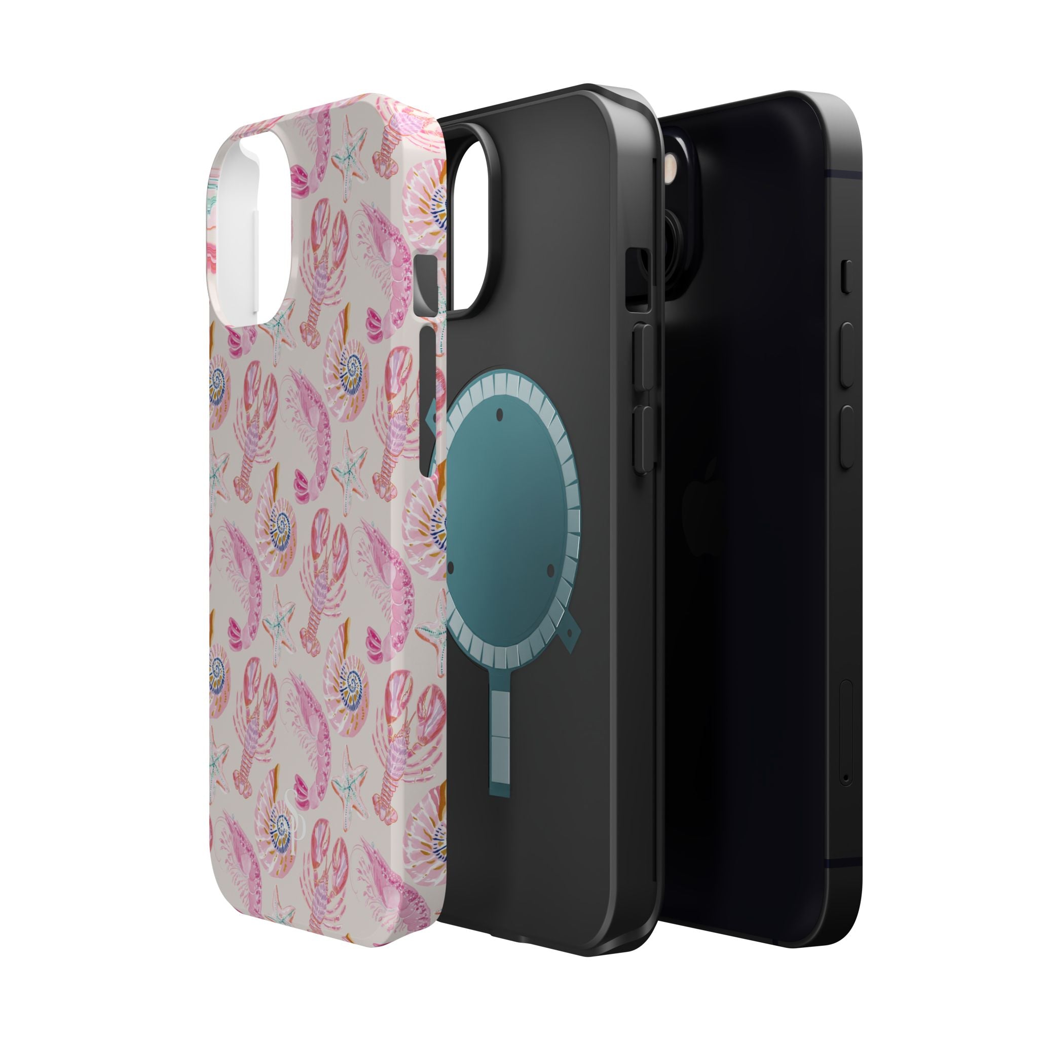 Pink Coastal Shell & Lobster Magnetic Impact-Resistant Phone Case