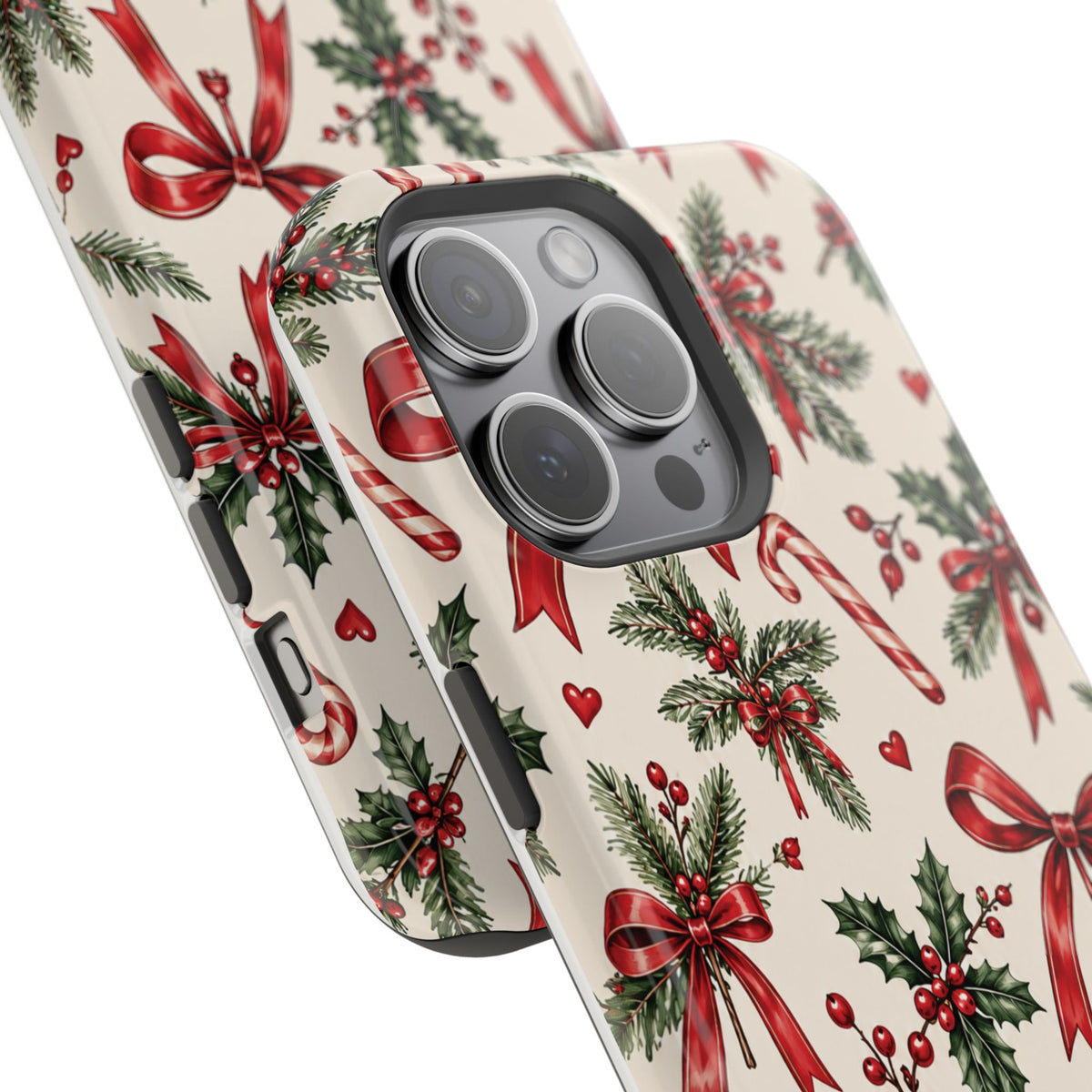 Christmas Candy Cane & Bow Magnetic Phone Case