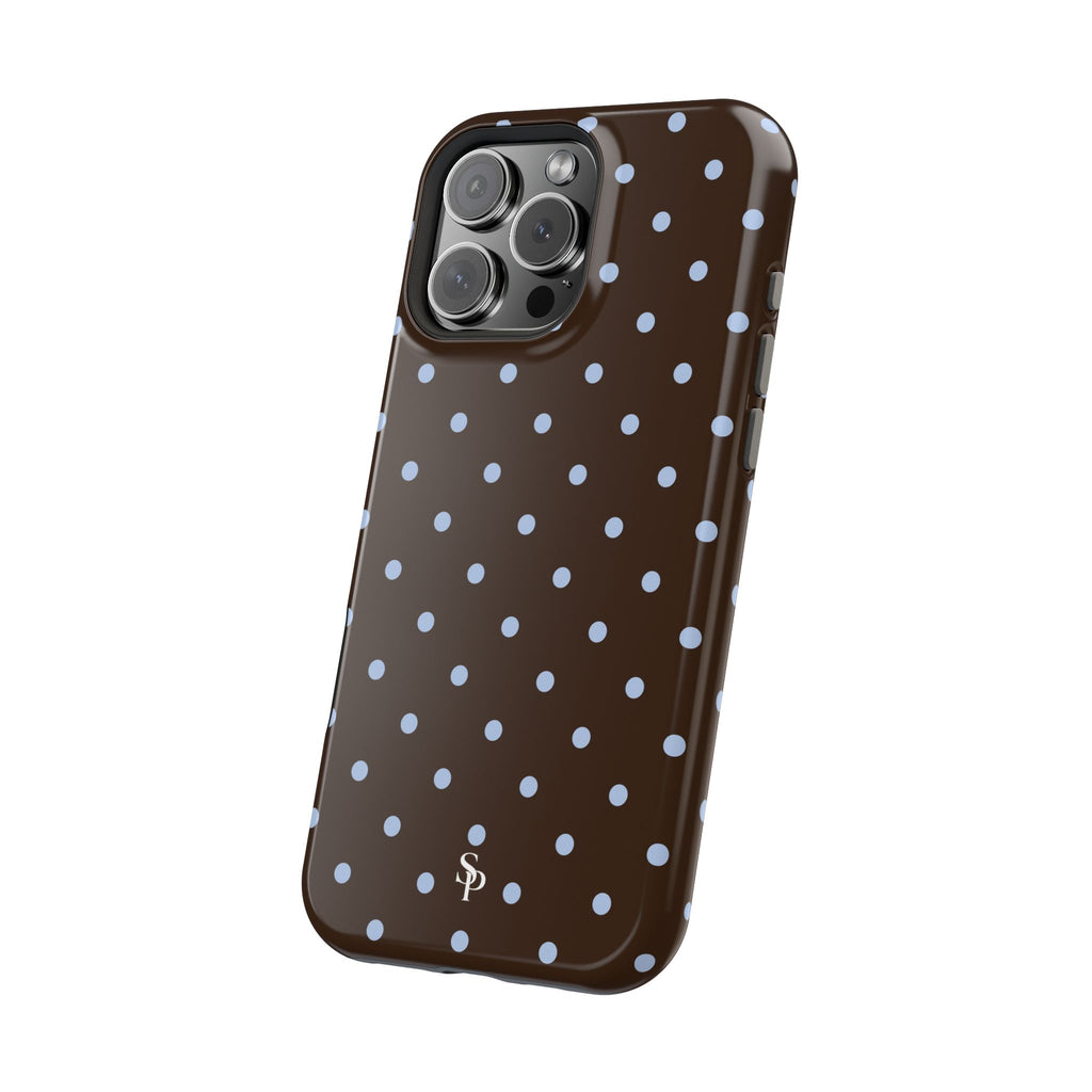 Brown & Light Blue Polka Dot Magnetic Phone Case