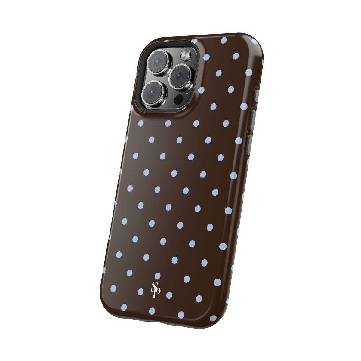 Brown & Light Blue Polka Dot Magnetic Phone Case