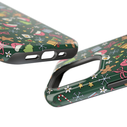 Green Festive Holiday Phone Case - Impact-Resistant Design for Christmas Cheer