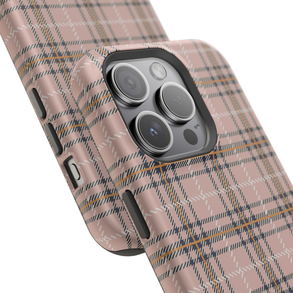 Pink Plaid Magnetic Impact-Resistant Phone Case
