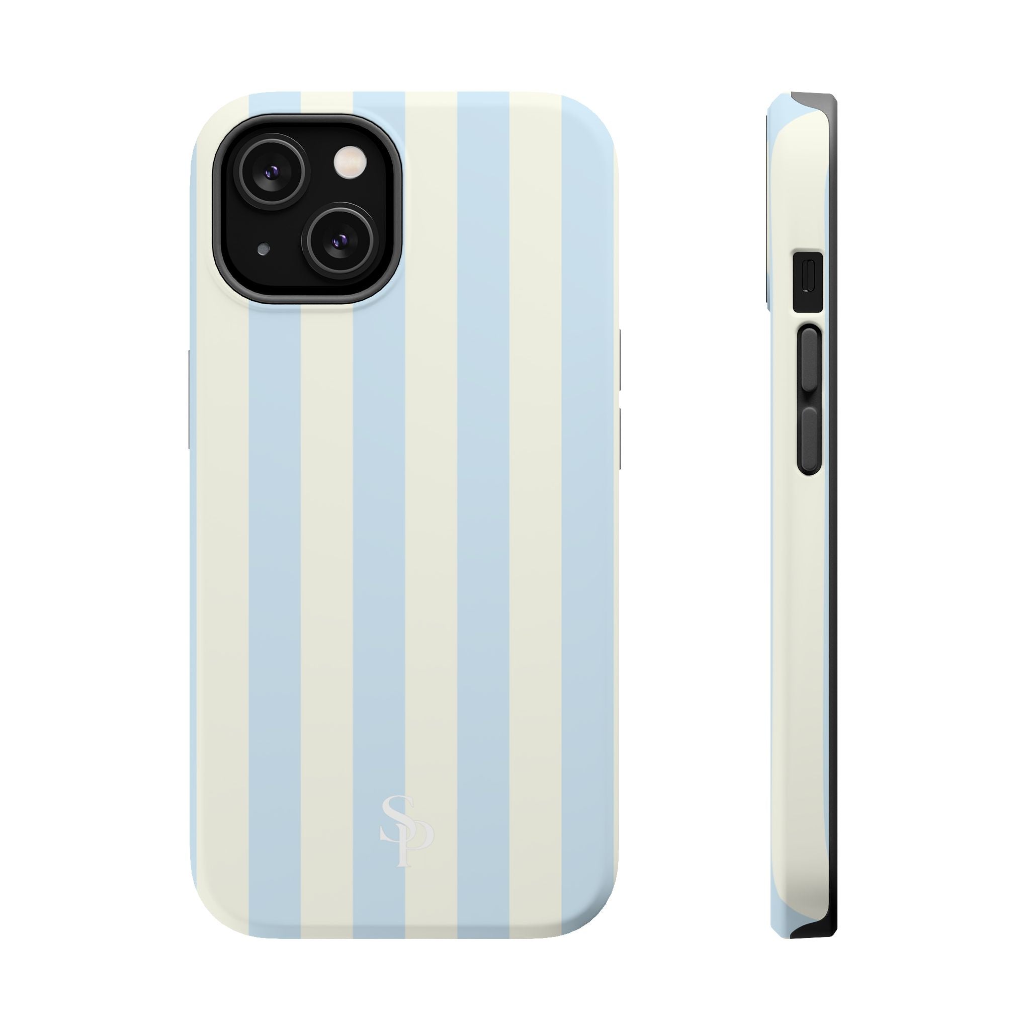 Pastel Blue & Cream Stripe Magnetic Impact-Resistant Phone Case