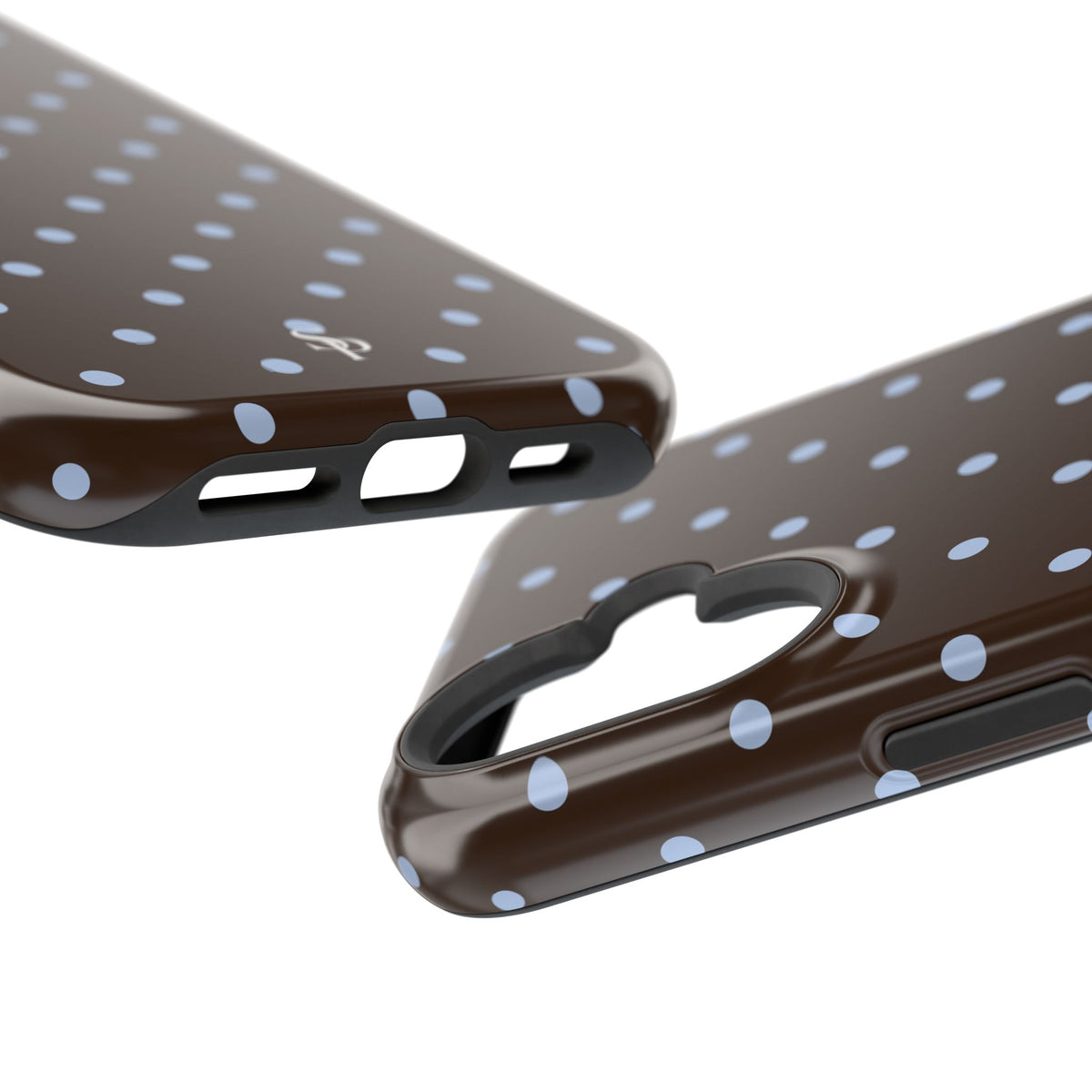 Brown & Light Blue Polka Dot Magnetic Phone Case
