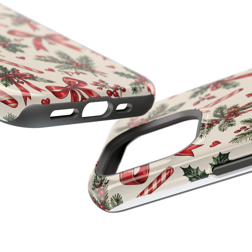 Christmas Candy Cane & Bow Magnetic Phone Case