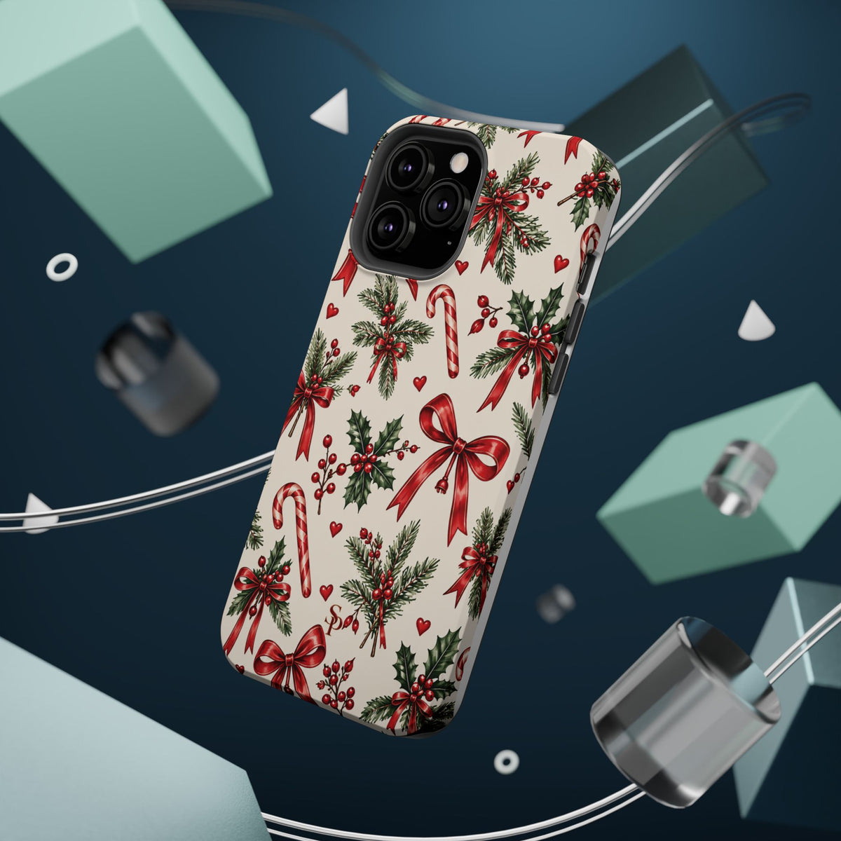 Christmas Candy Cane & Bow Magnetic Phone Case