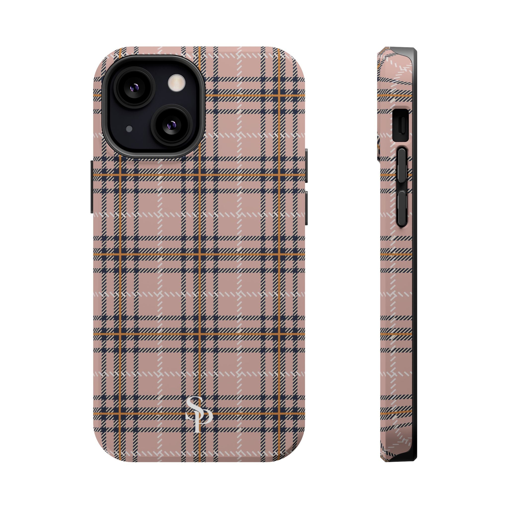 Pink Plaid Magnetic Impact-Resistant Phone Case