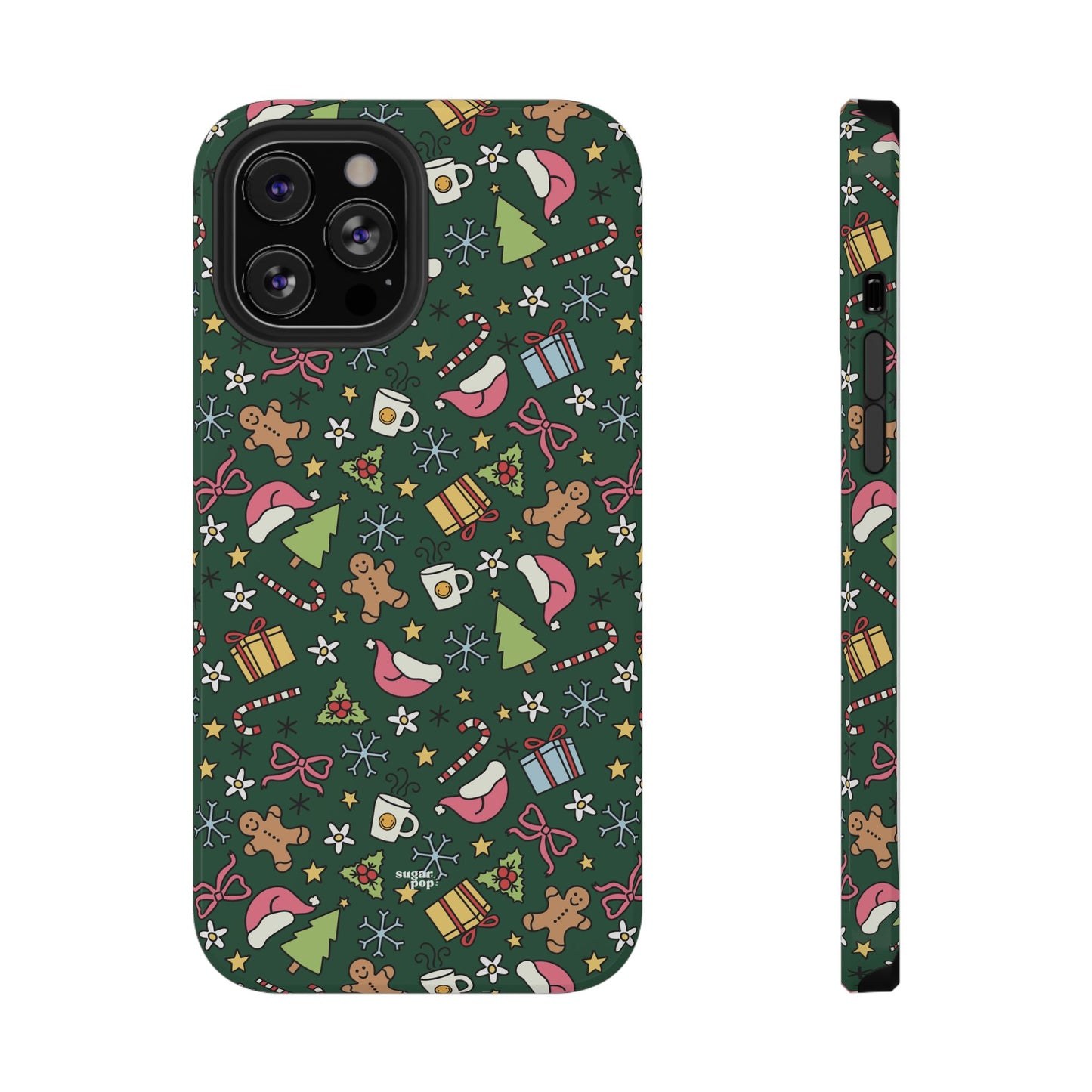 Green Festive Holiday Phone Case - Impact-Resistant Design for Christmas Cheer