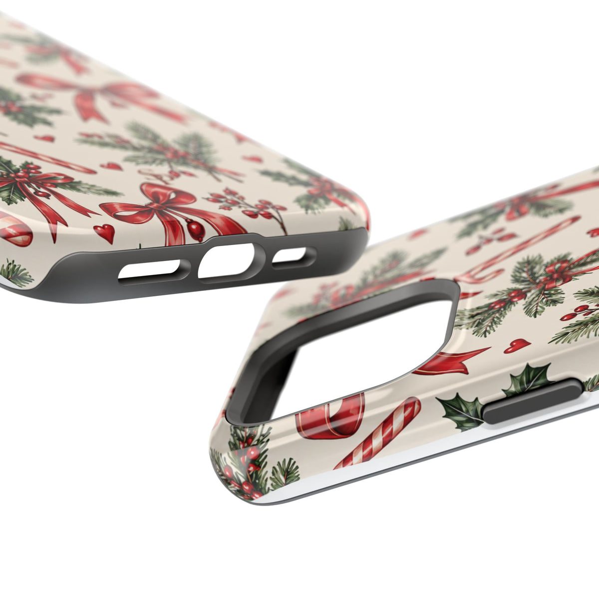 Christmas Candy Cane & Bow Magnetic Phone Case