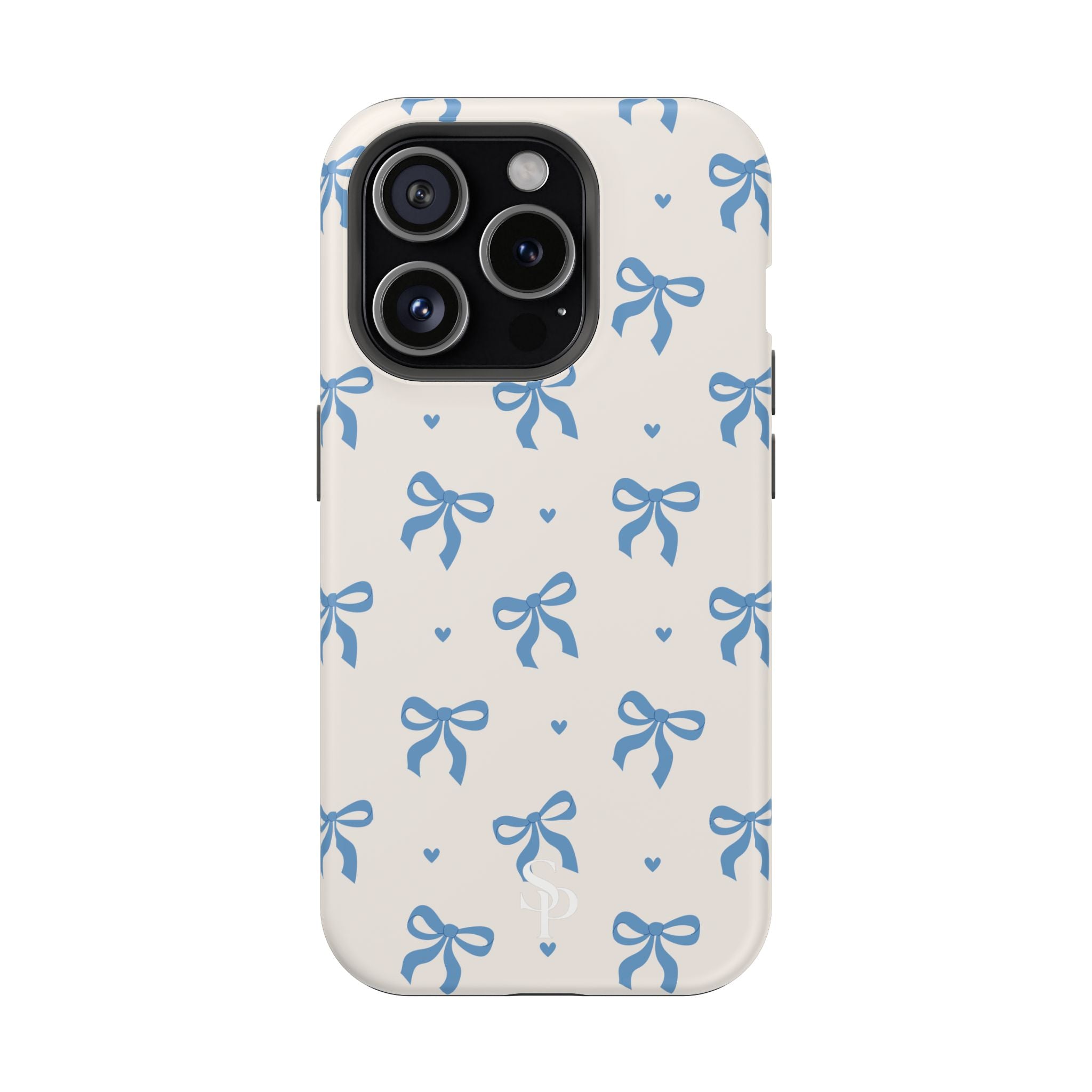 Blue Bow with Small Blue Hearts Magnetic Tough Case
