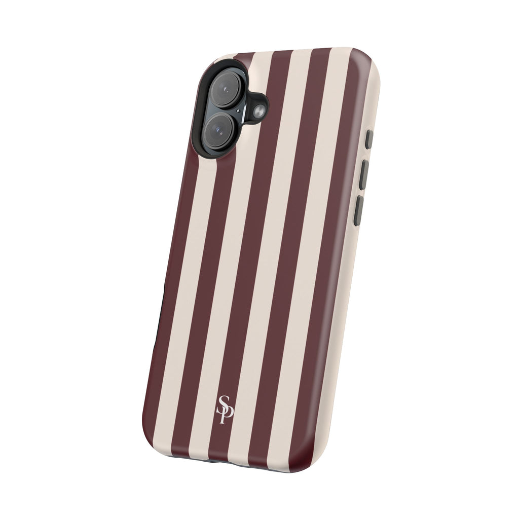 Burgundy Striped Magnetic Phone Case