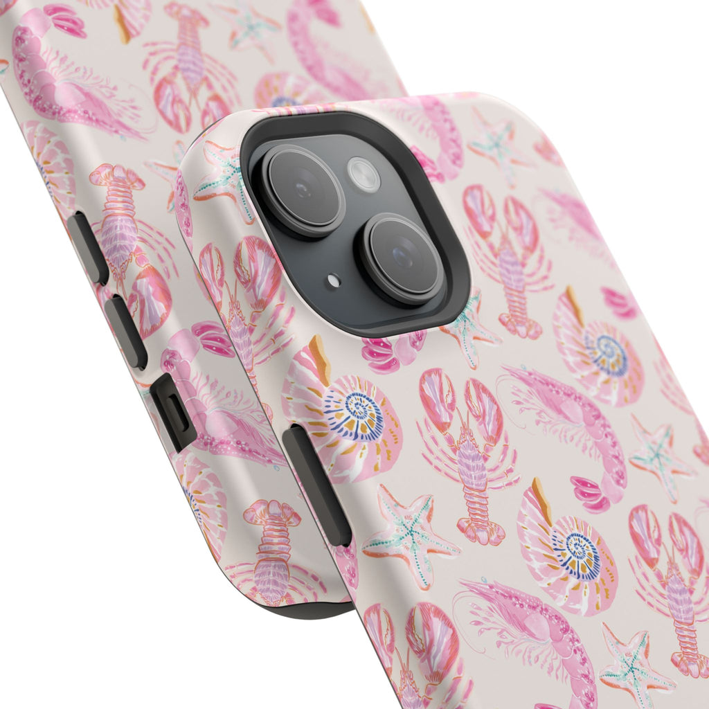 Pink Coastal Shell & Lobster Magnetic Impact-Resistant Phone Case