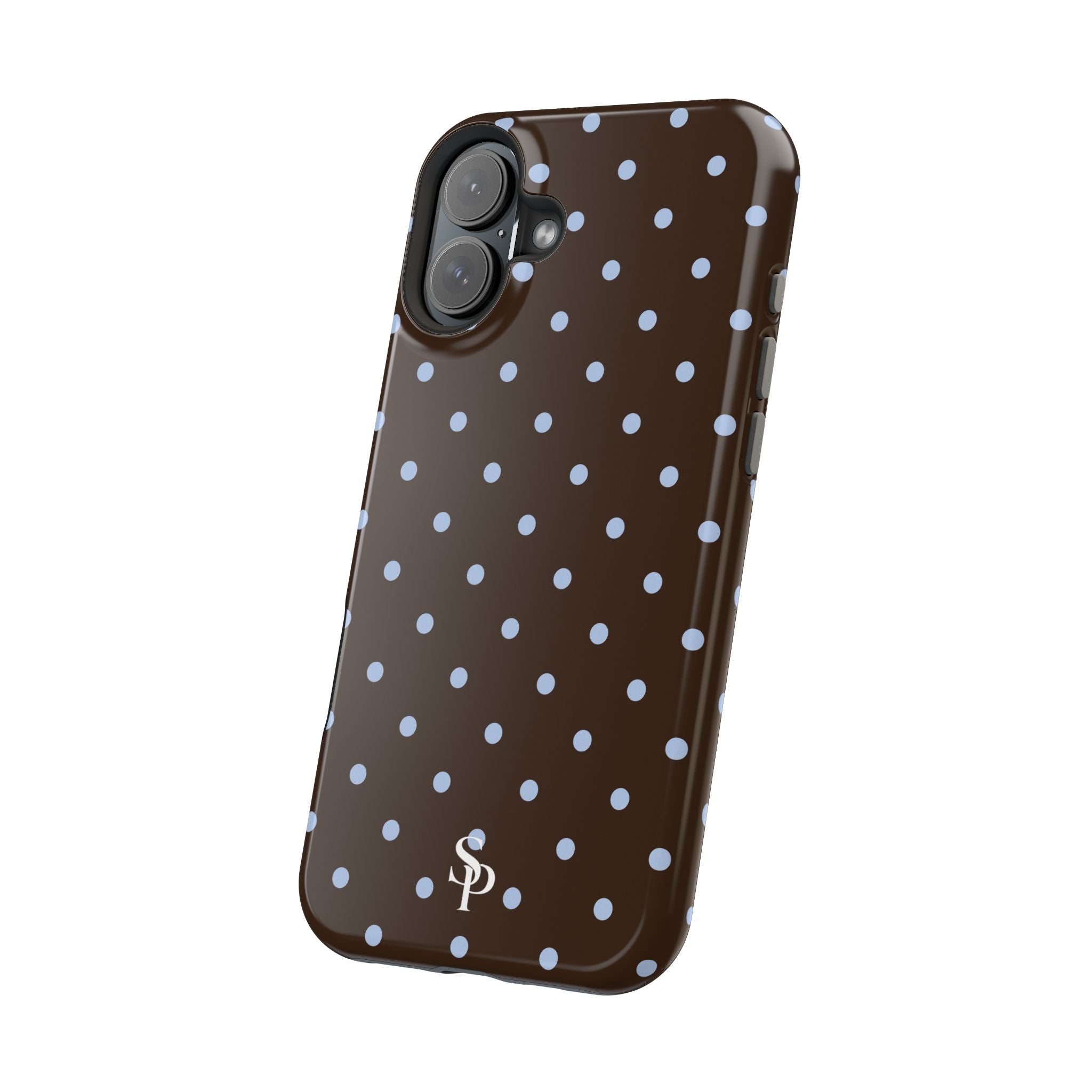 Brown & Light Blue Polka Dot Magnetic Phone Case