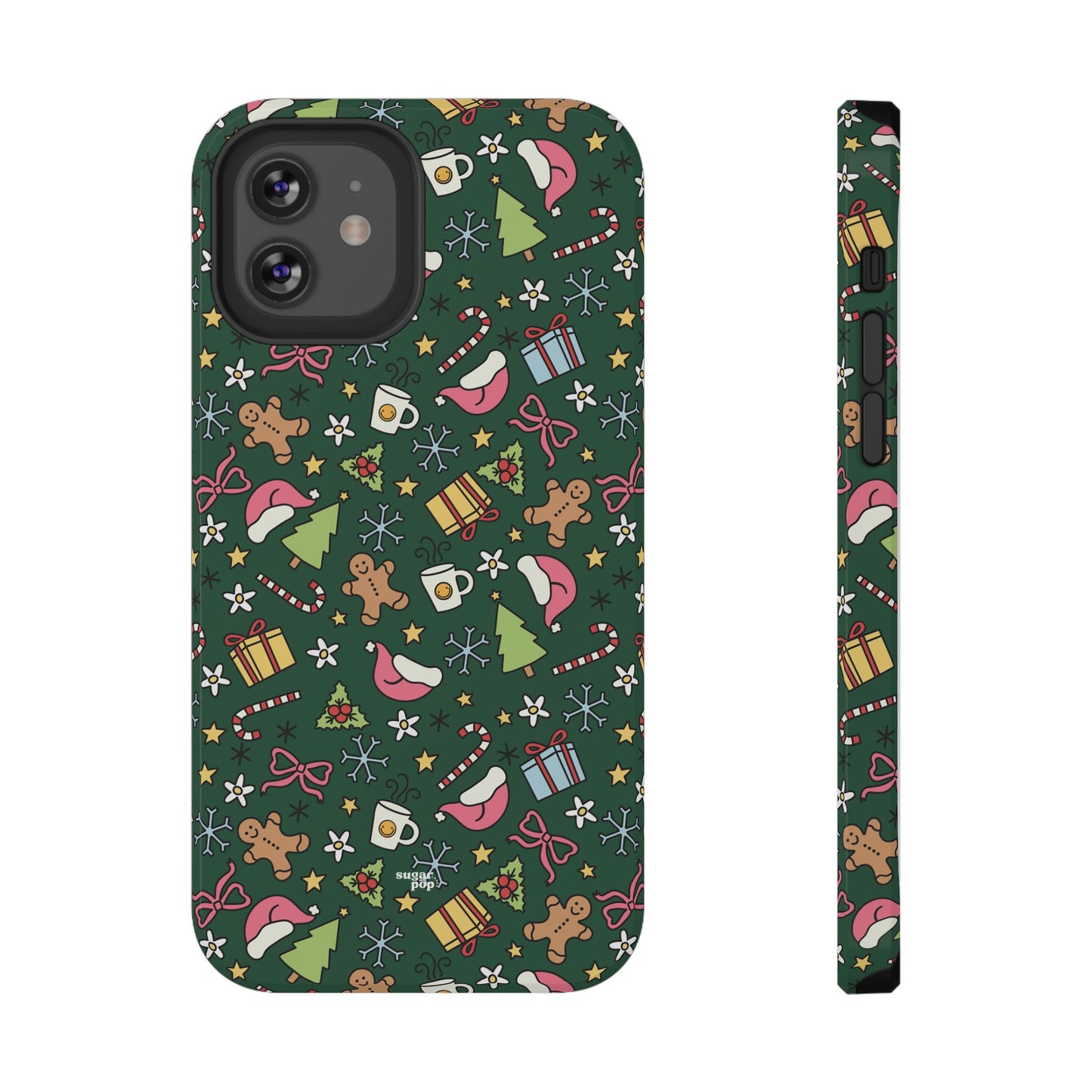 Green Festive Holiday Phone Case - Impact-Resistant Design for Christmas Cheer