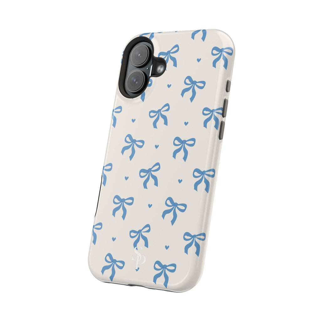 Blue Bow with Small Blue Hearts Magnetic Tough Case