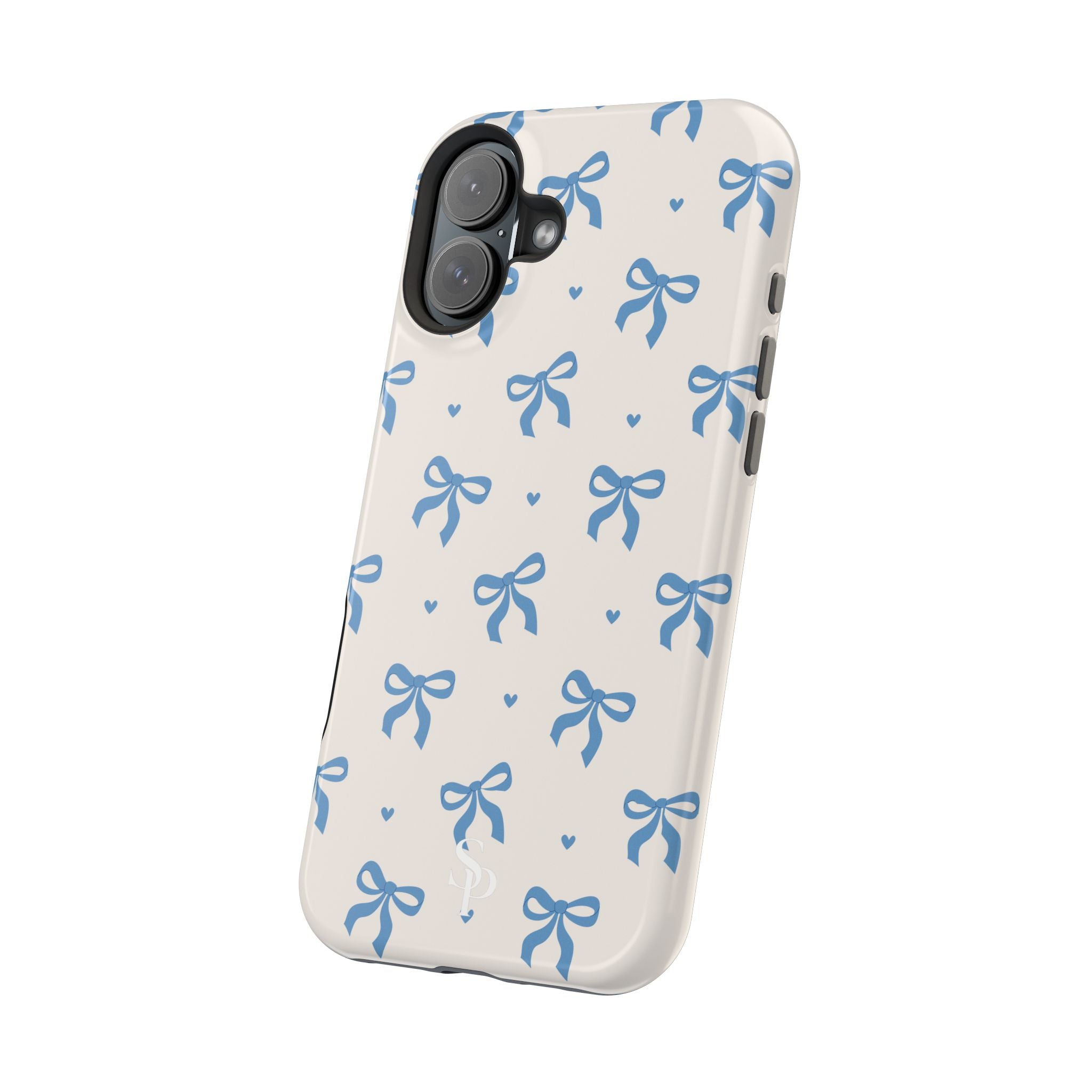 Blue Bow with Small Blue Hearts Magnetic Tough Case