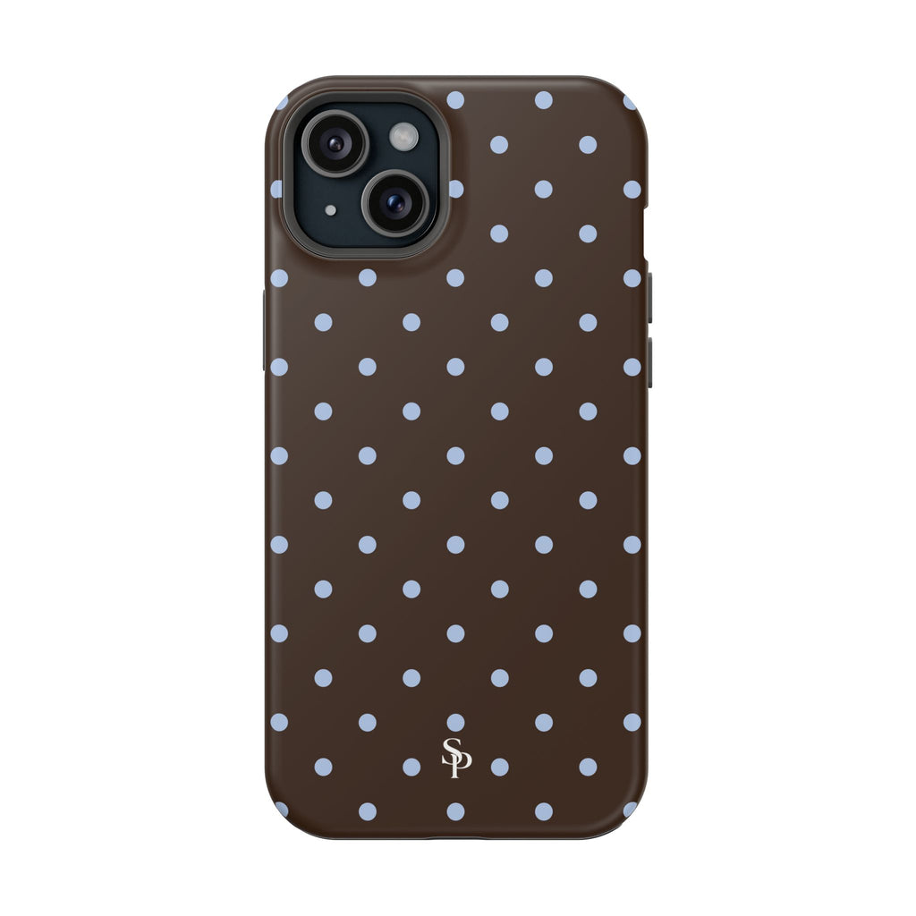 Brown & Light Blue Polka Dot Magnetic Phone Case