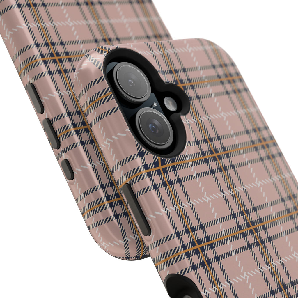 Pink Plaid Magnetic Impact-Resistant Phone Case