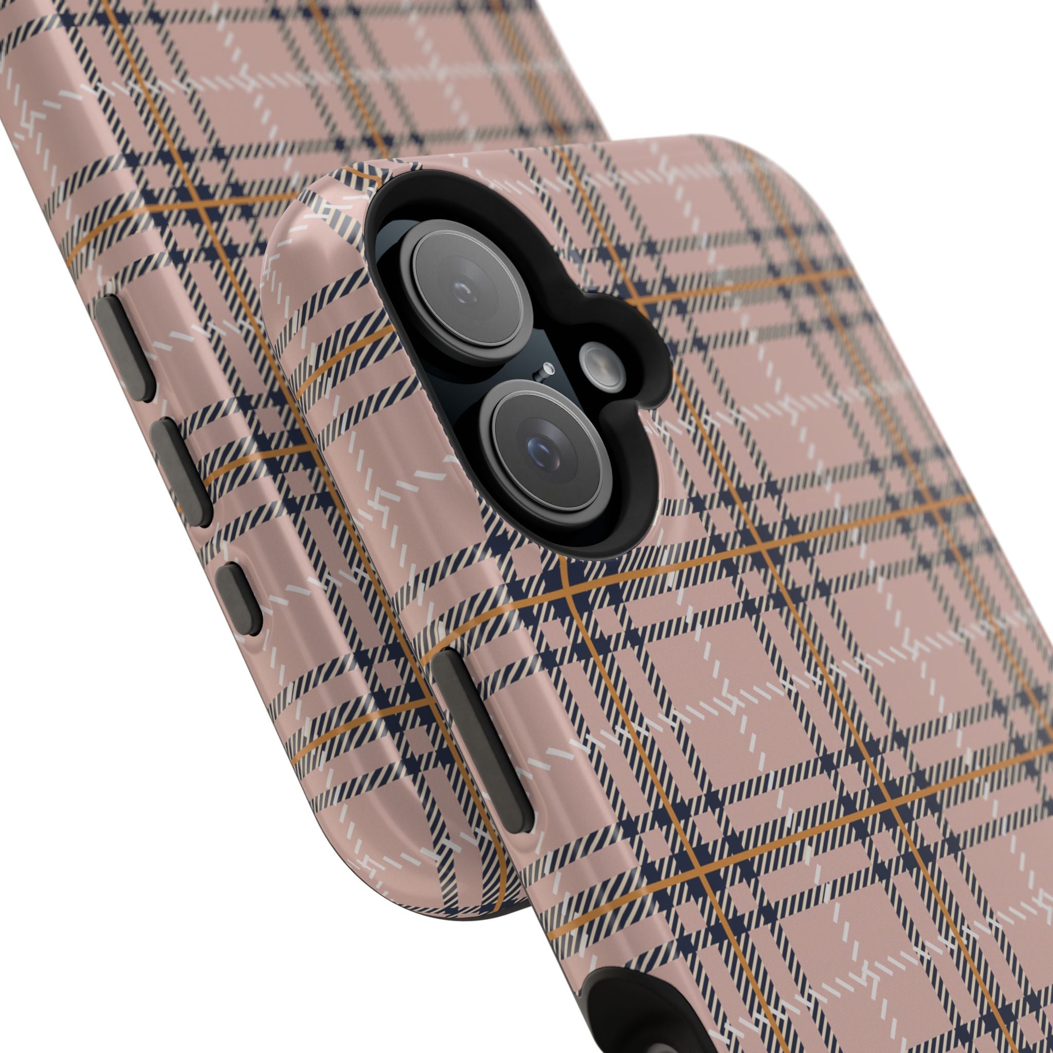 Pink Plaid Magnetic Impact-Resistant Phone Case