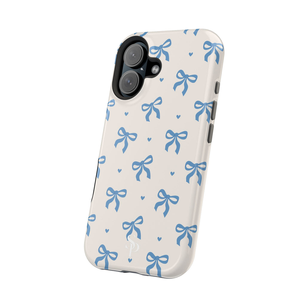 Blue Bow with Small Blue Hearts Magnetic Tough Case