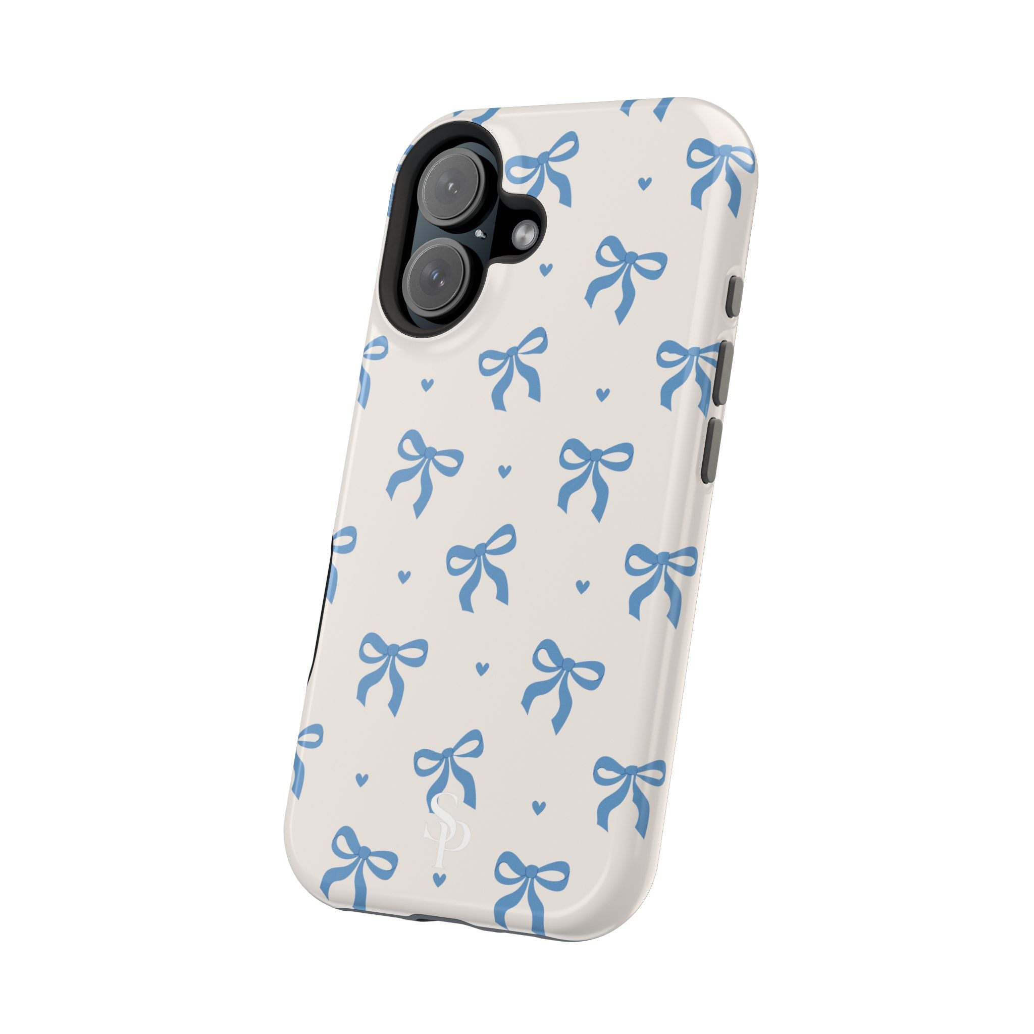 Blue Bow with Small Blue Hearts Magnetic Tough Case