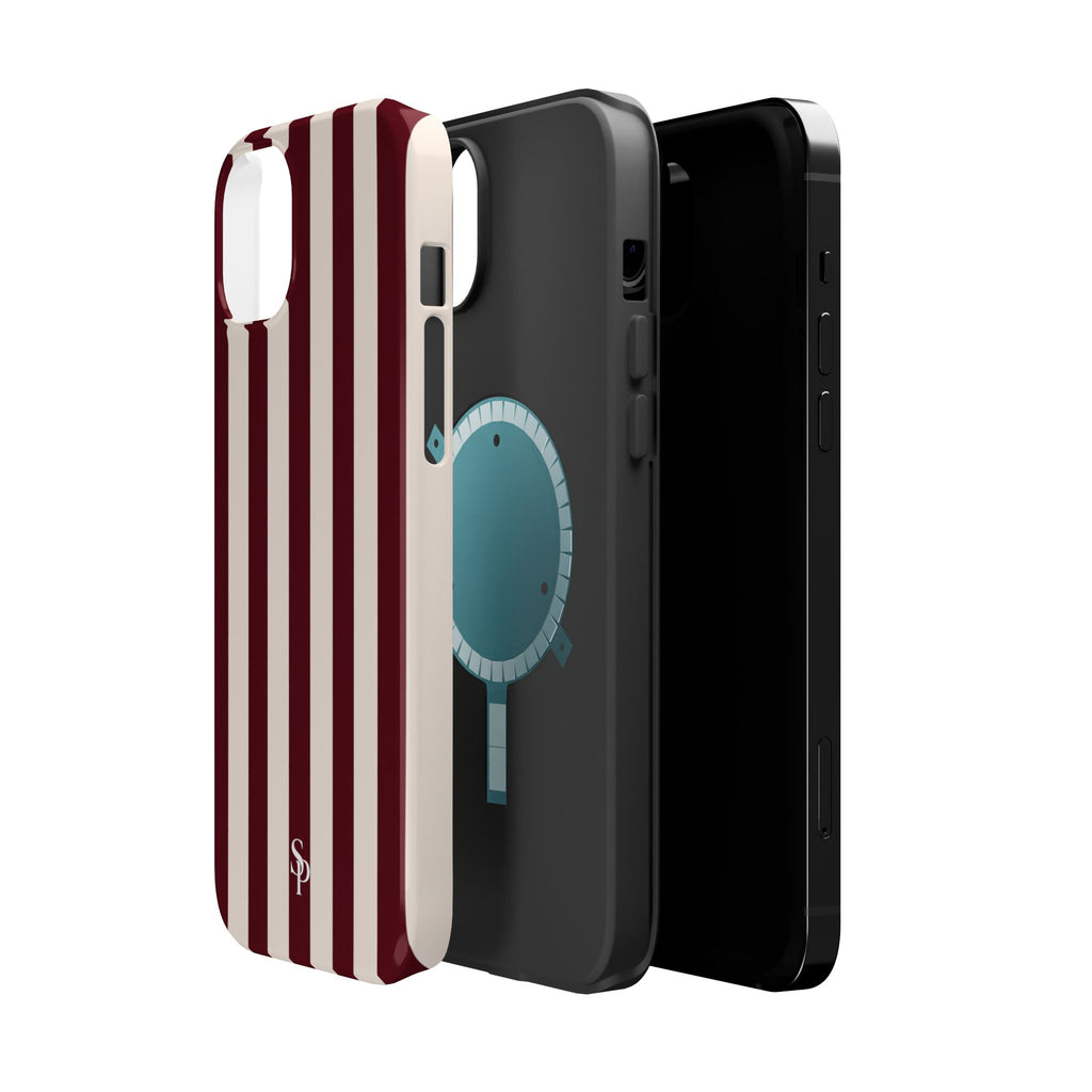 Burgundy Striped Magnetic Phone Case