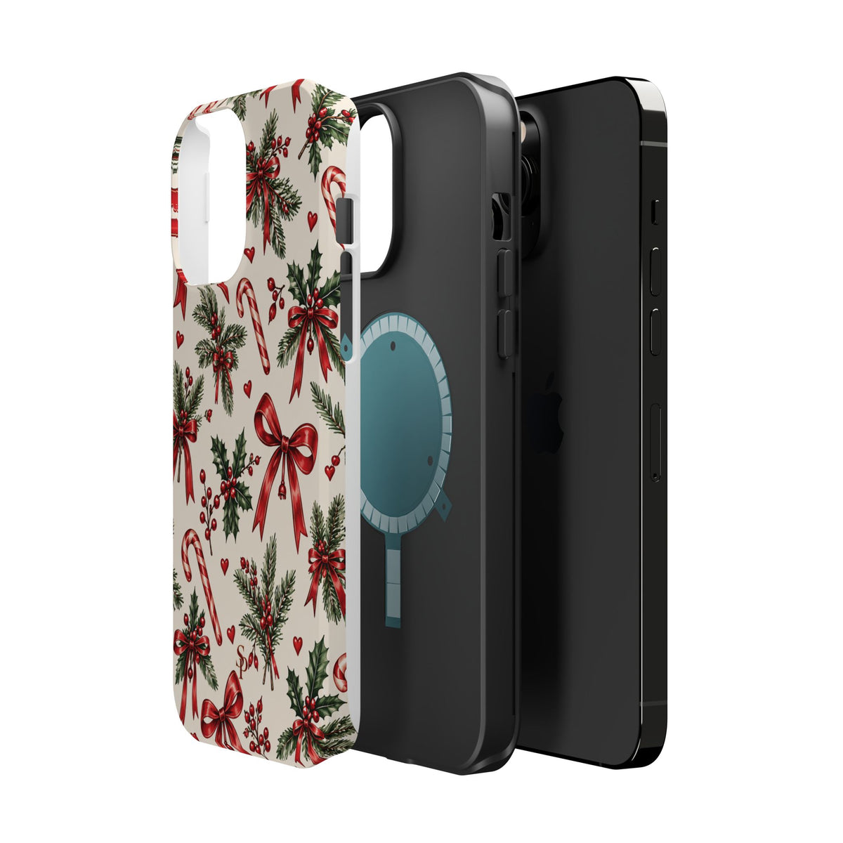 Christmas Candy Cane & Bow Magnetic Phone Case
