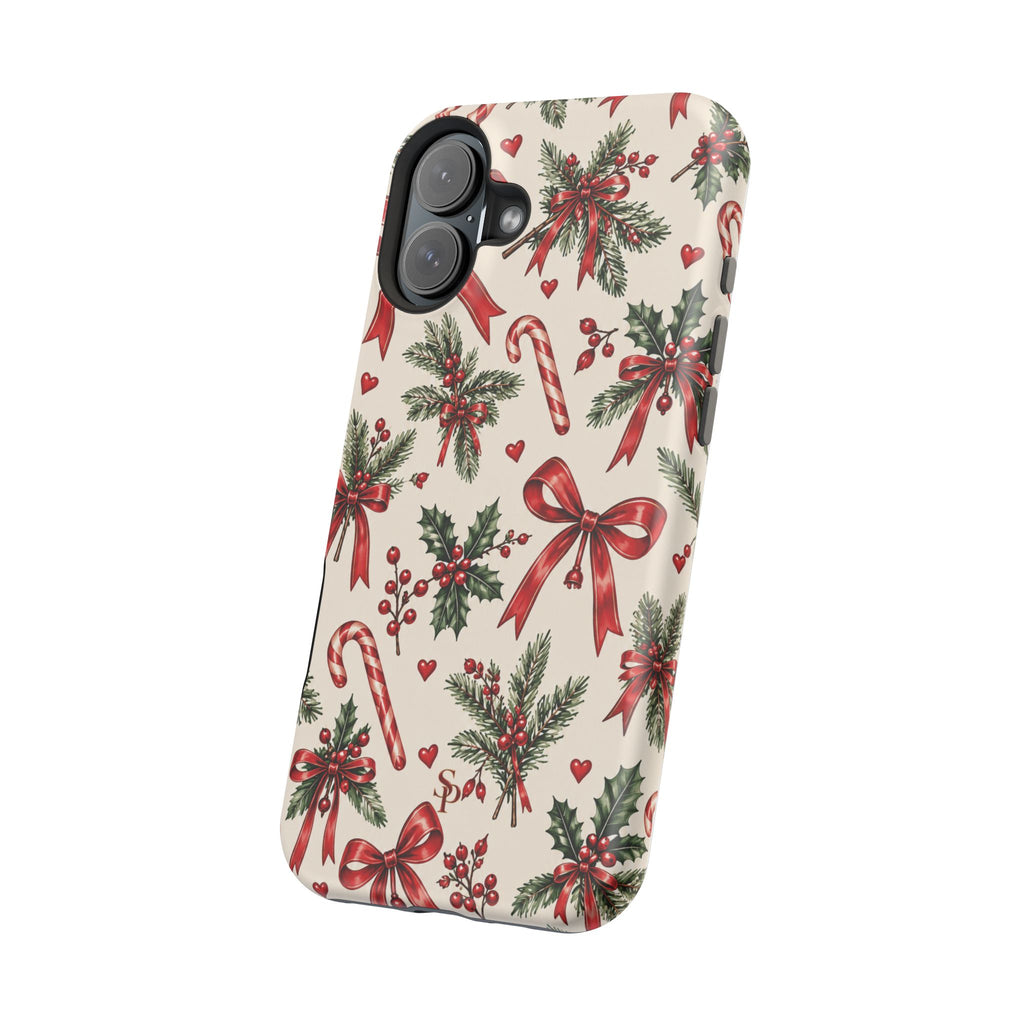 Christmas Candy Cane & Bow Magnetic Phone Case