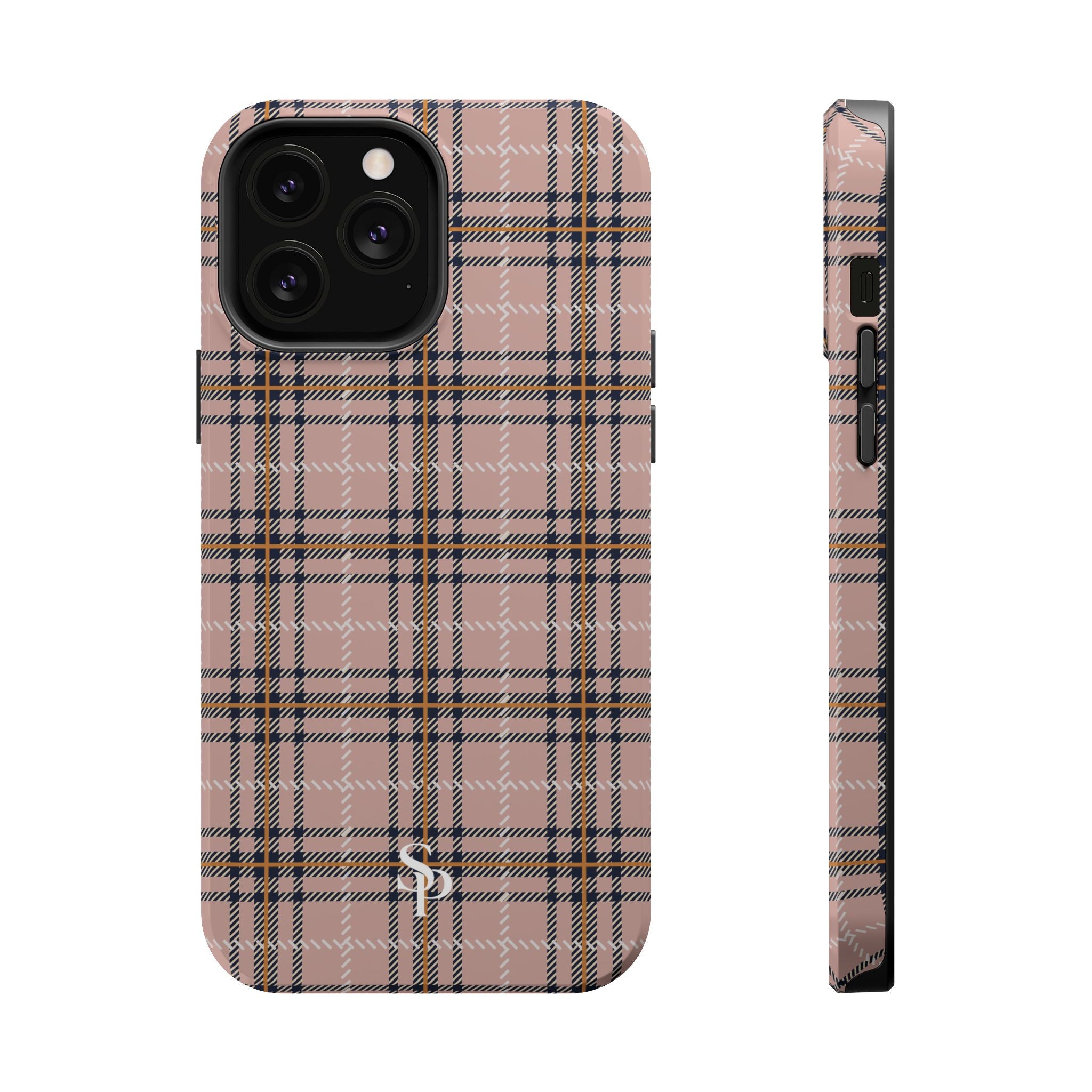 Pink Plaid Magnetic Impact-Resistant Phone Case