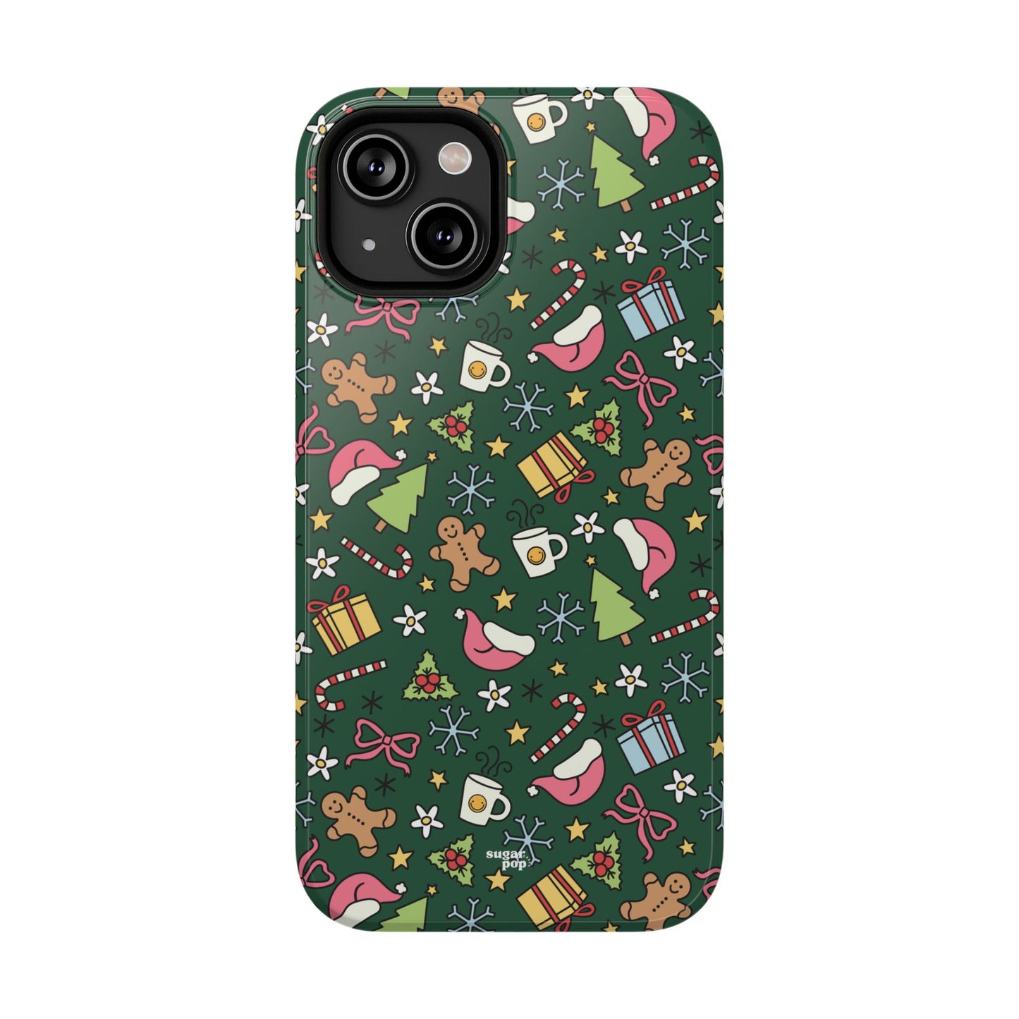 Green Festive Holiday Phone Case - Impact-Resistant Design for Christmas Cheer