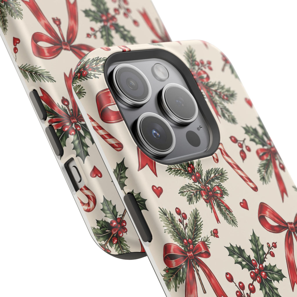 Christmas Candy Cane & Bow Magnetic Phone Case