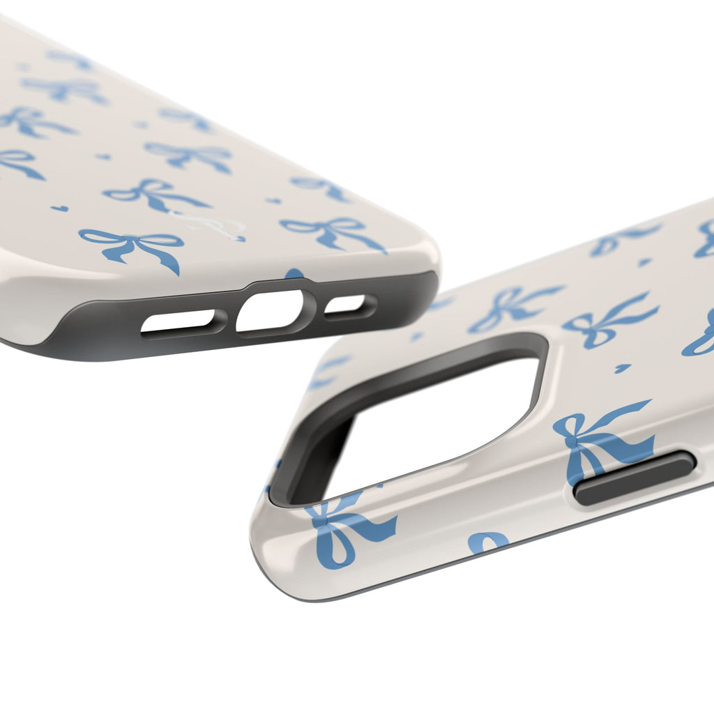 Blue Bow with Small Blue Hearts Magnetic Tough Case