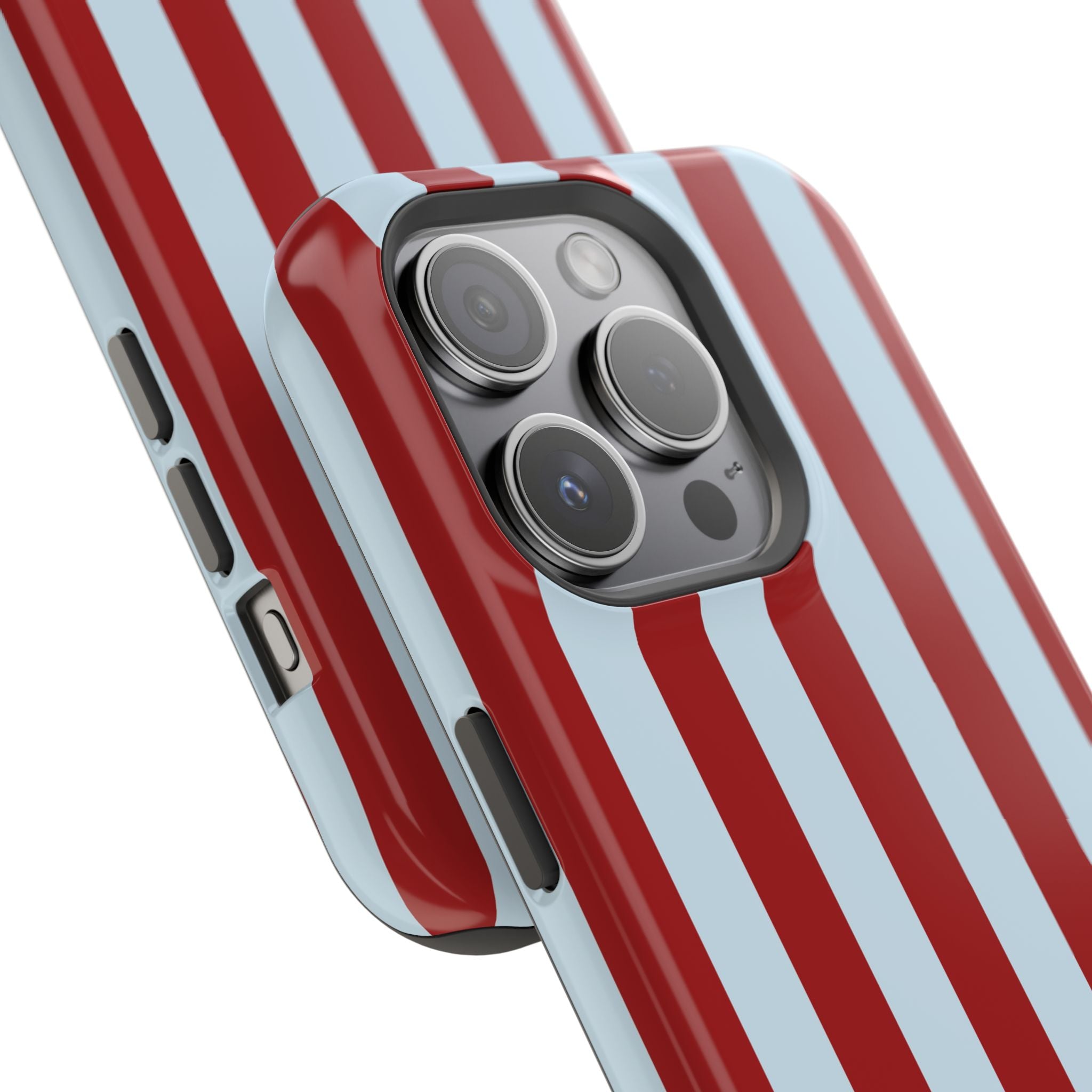 Red & Light Blue Vertical Stripe Magnetic Impact-Resistant Phone Case
