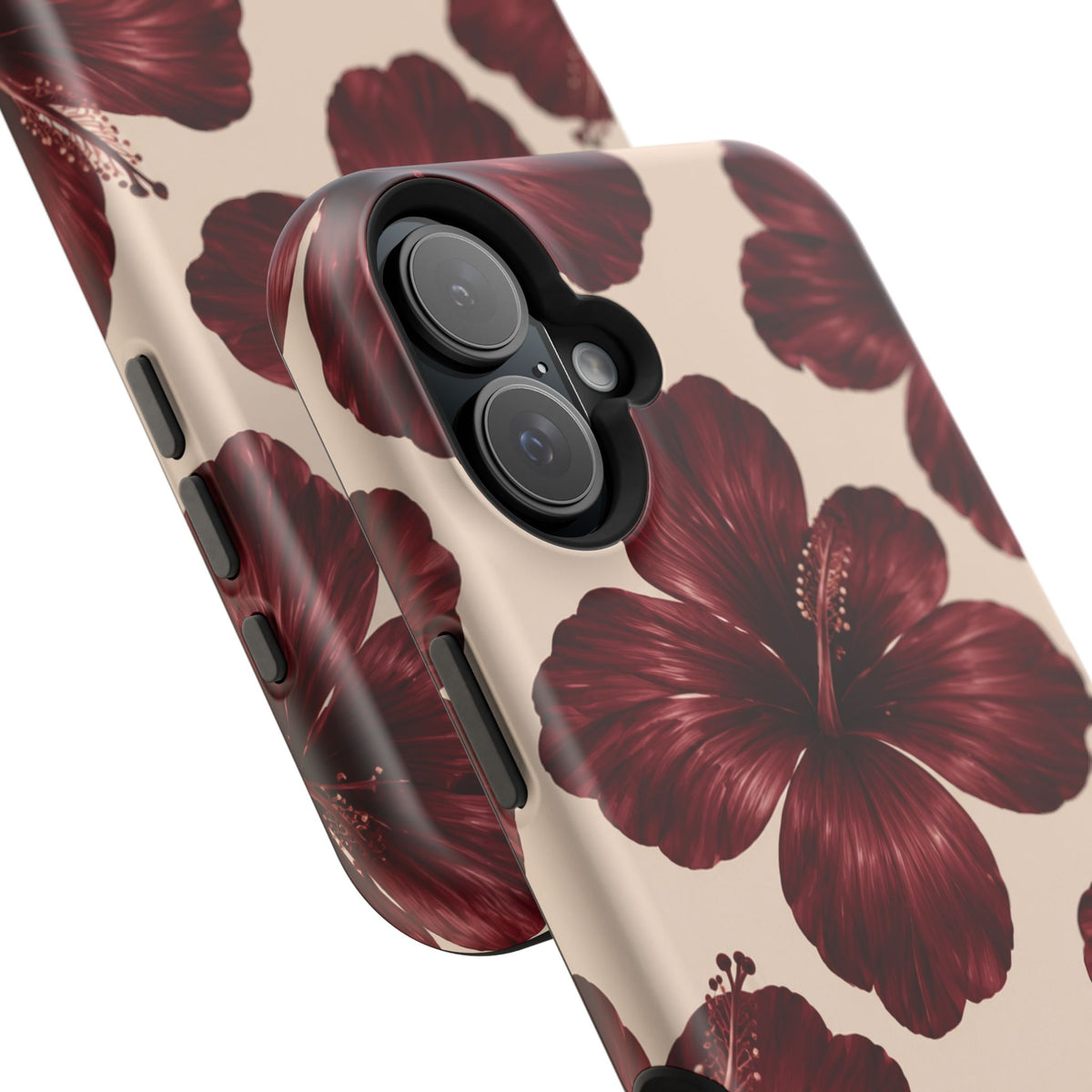 Burgundy Hibiscus Floral Magnetic Phone Case