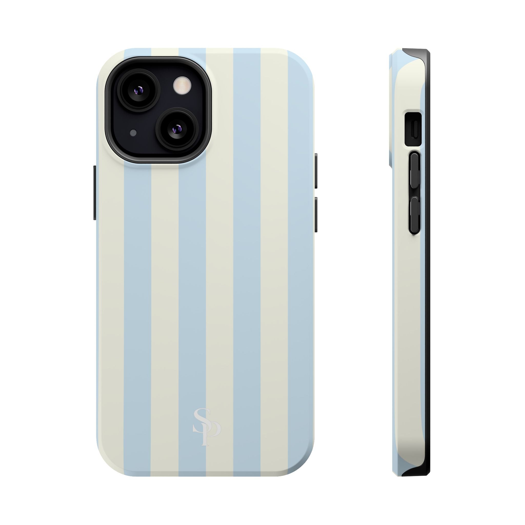 Pastel Blue & Cream Stripe Magnetic Impact-Resistant Phone Case