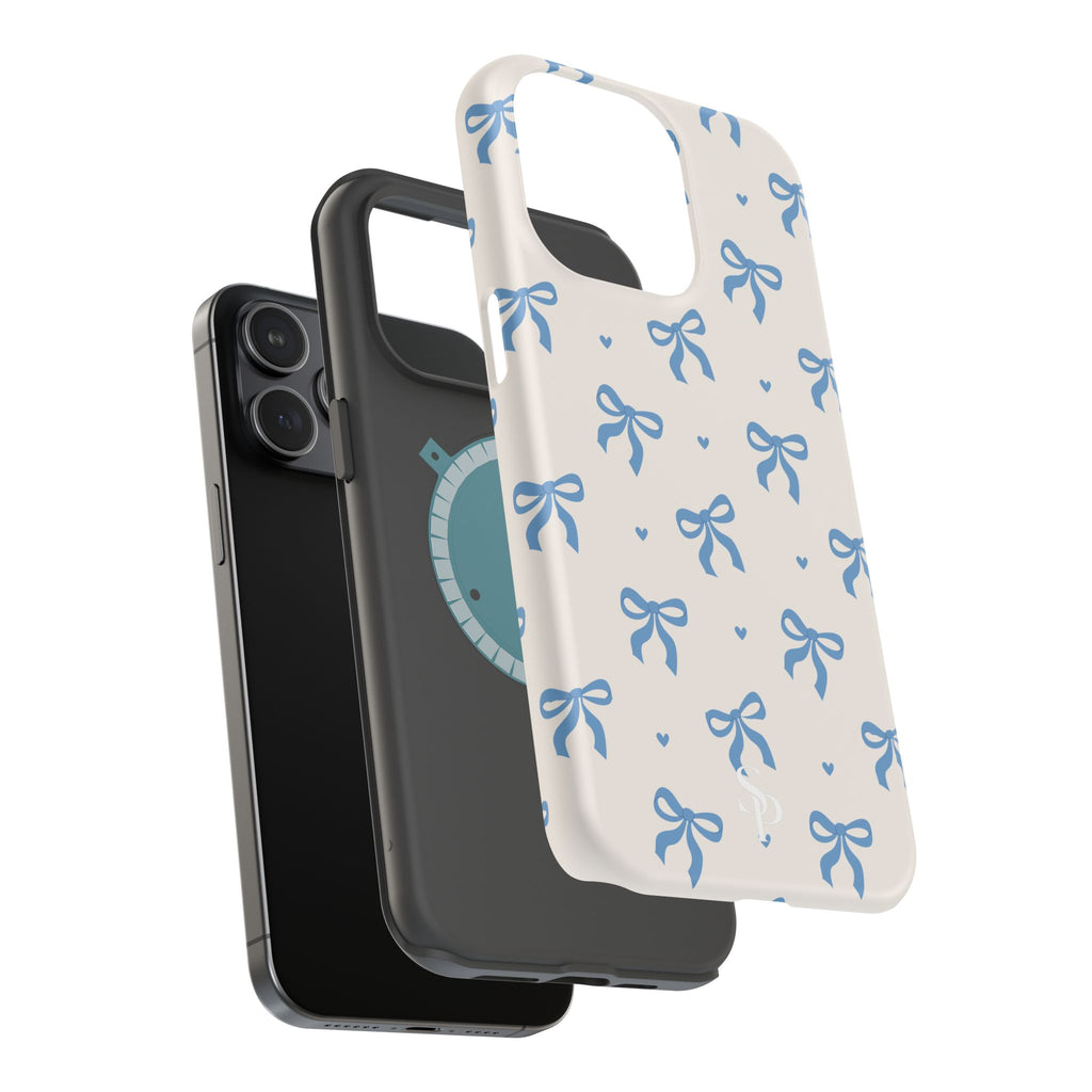 Blue Bow with Small Blue Hearts Magnetic Tough Case