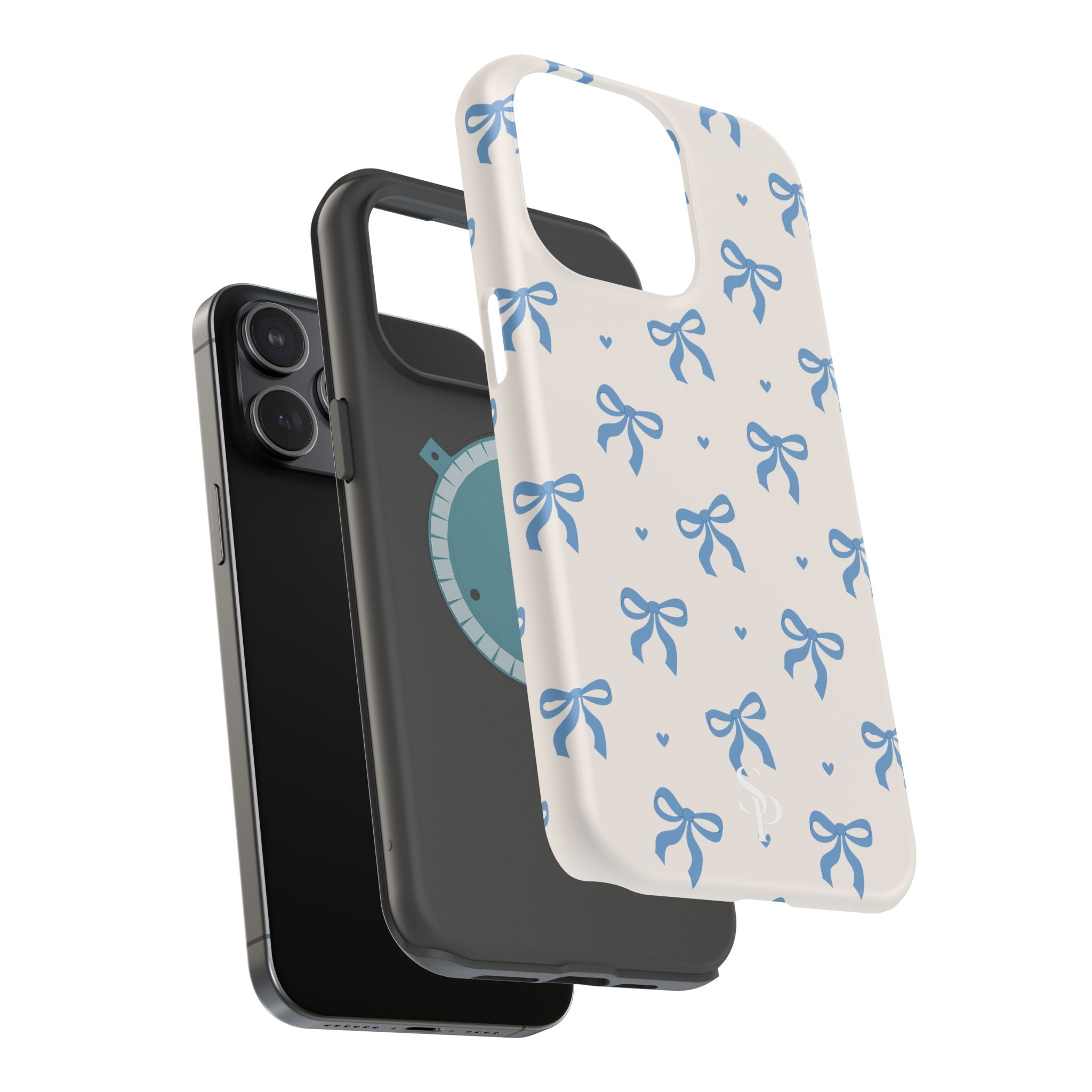 Blue Bow with Small Blue Hearts Magnetic Tough Case
