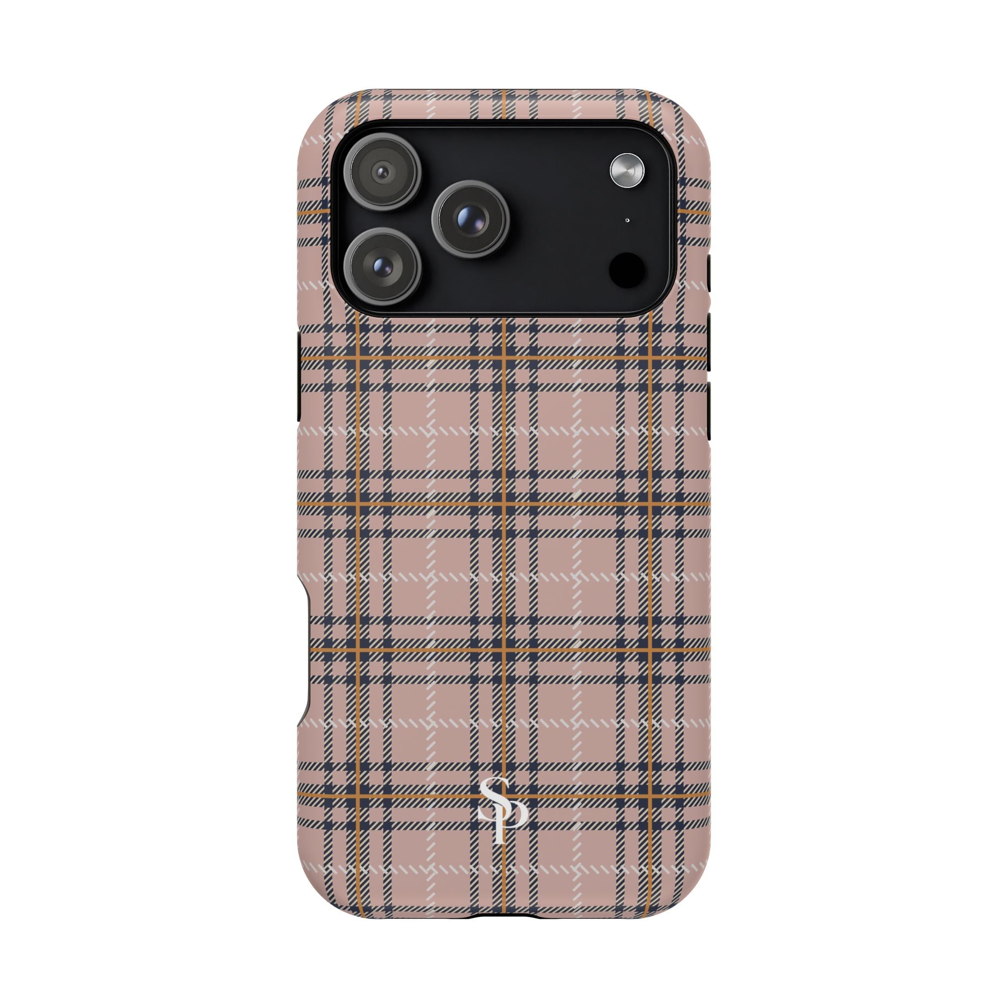 Pink Plaid Magnetic Impact-Resistant Phone Case