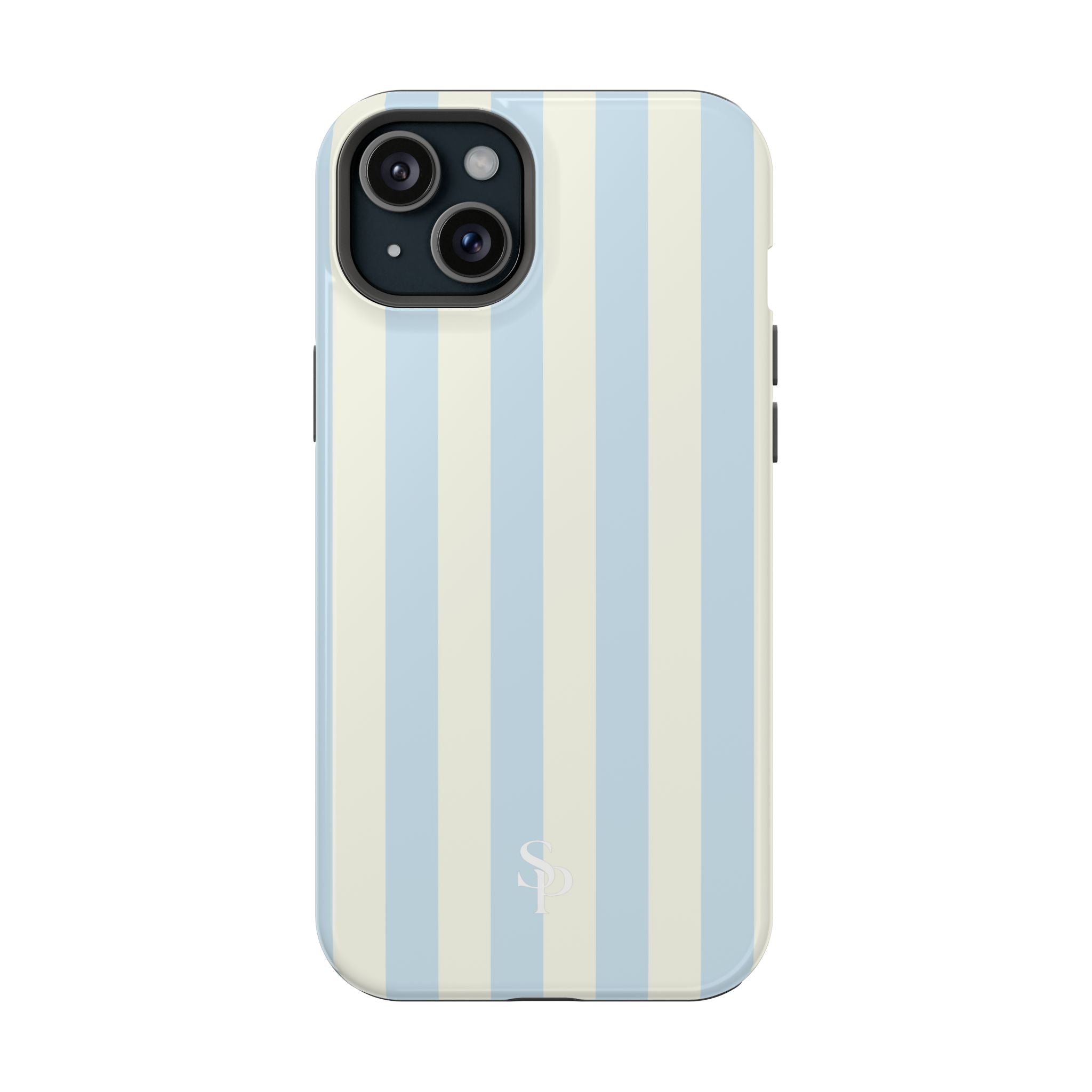 Pastel Blue & Cream Stripe Magnetic Impact-Resistant Phone Case
