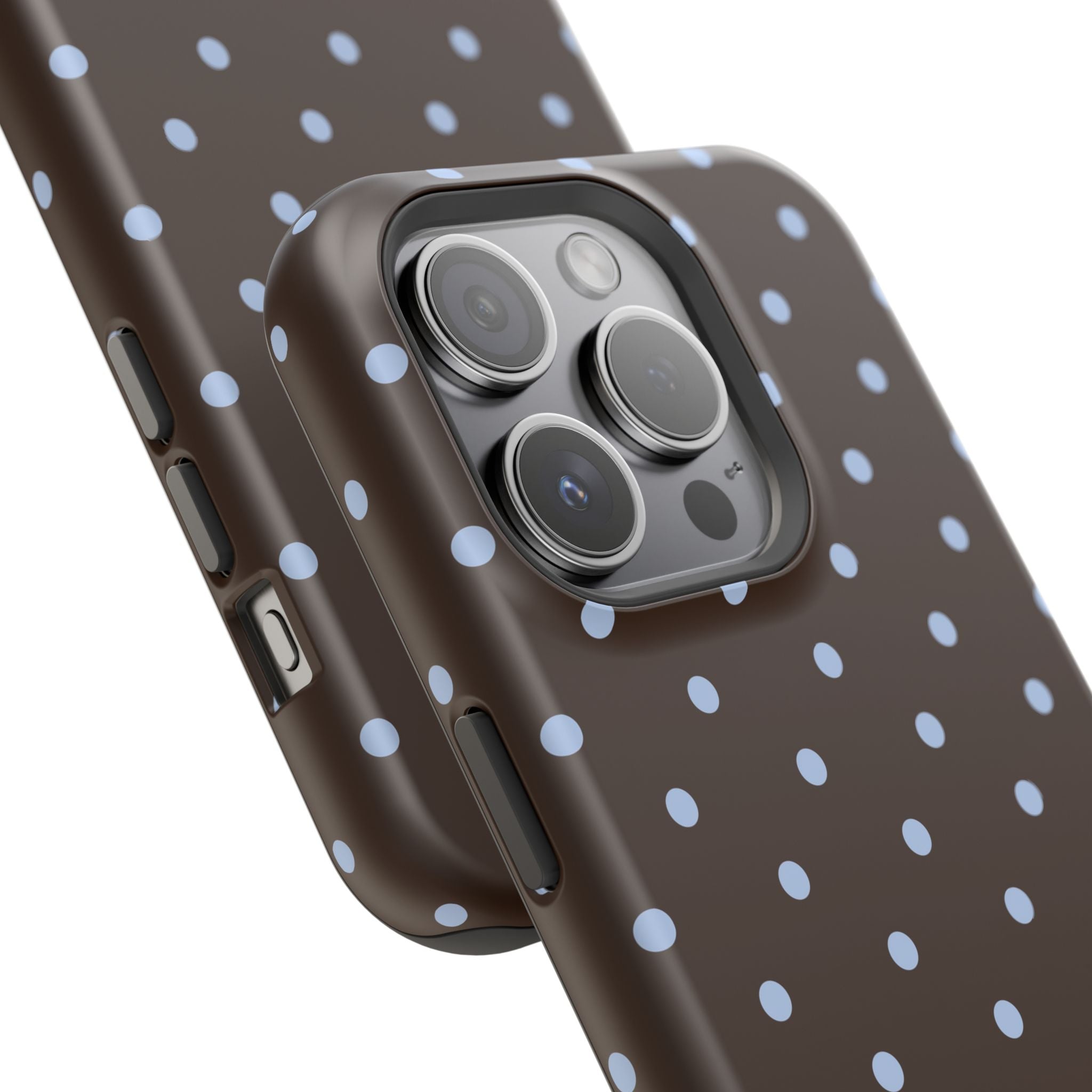 Brown & Light Blue Polka Dot Magnetic Phone Case