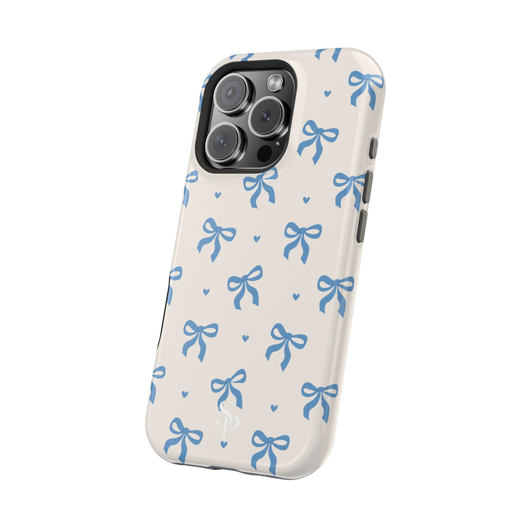 Blue Bow with Small Blue Hearts Magnetic Tough Case
