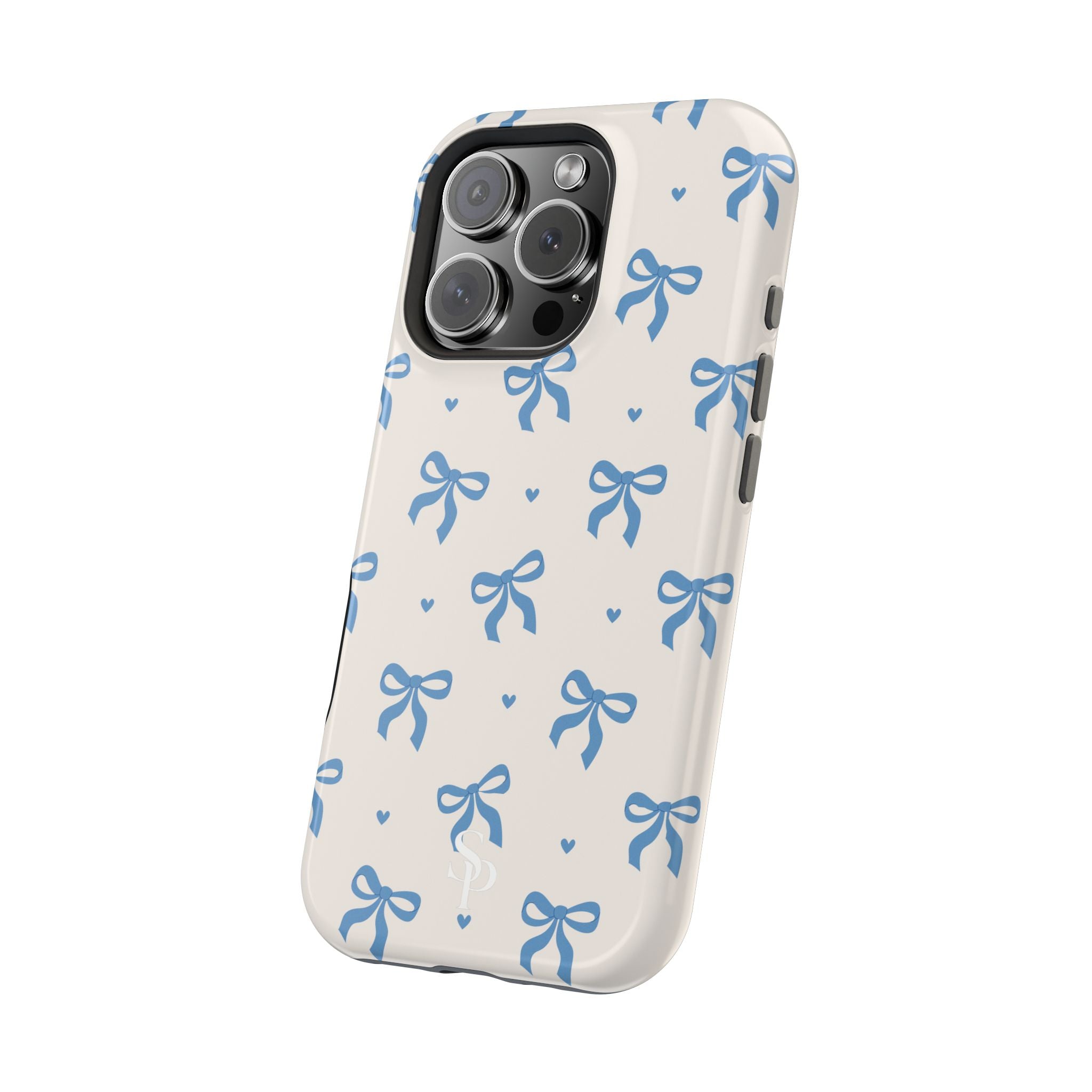 Blue Bow with Small Blue Hearts Magnetic Tough Case