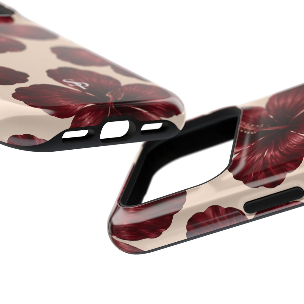 Burgundy Hibiscus Floral Magnetic Phone Case