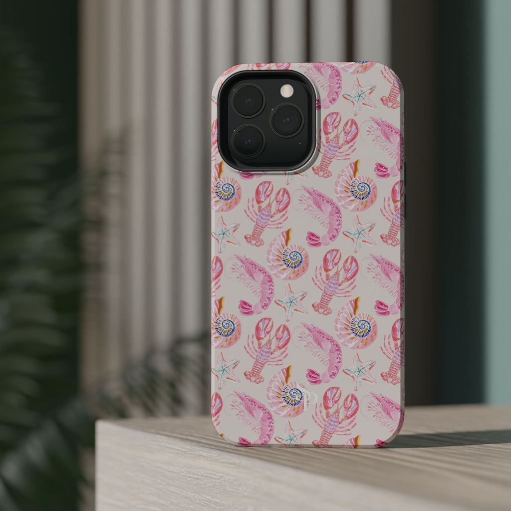 Pink Coastal Shell & Lobster Magnetic Impact-Resistant Phone Case