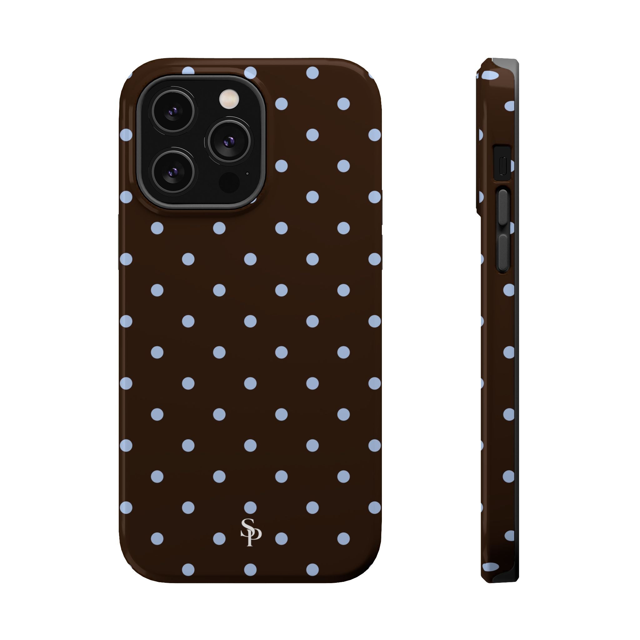 Brown & Light Blue Polka Dot Magnetic Phone Case